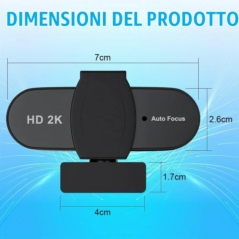 OFFCUP 2K Webcam per PC con Microfono e Cancellazione del Rumore - immagine 2