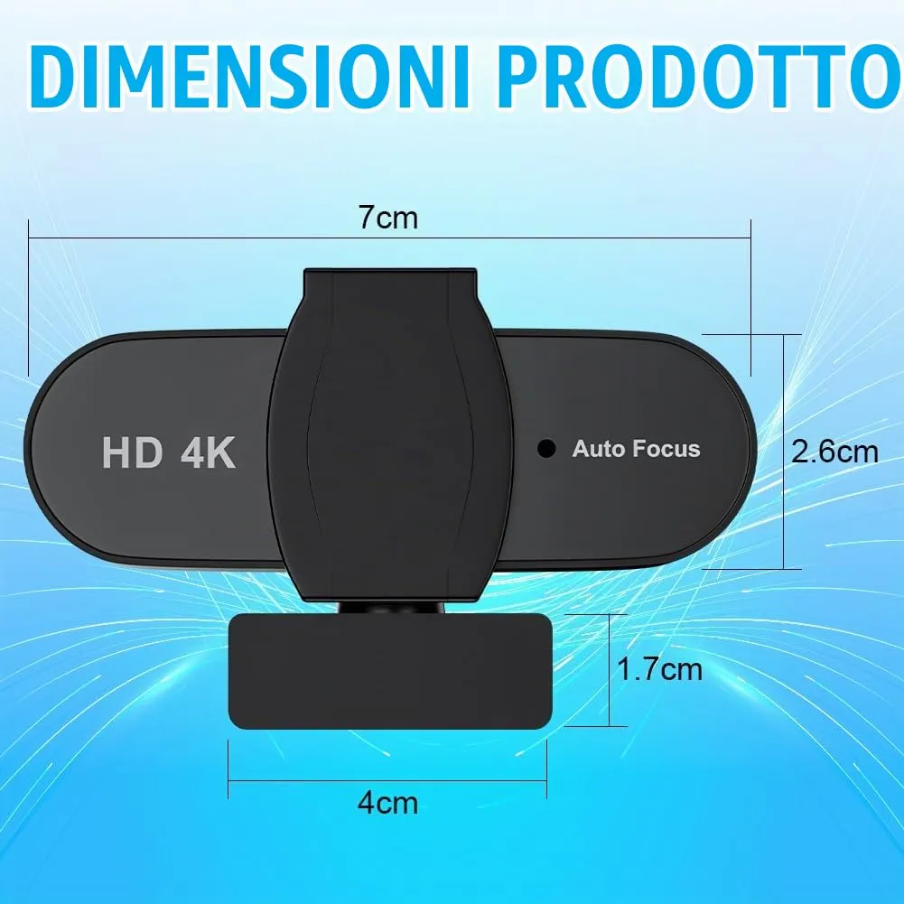 OFFCUP 4K Webcam per PC con Microfono a Cancellazione del Rumore - immagine 2