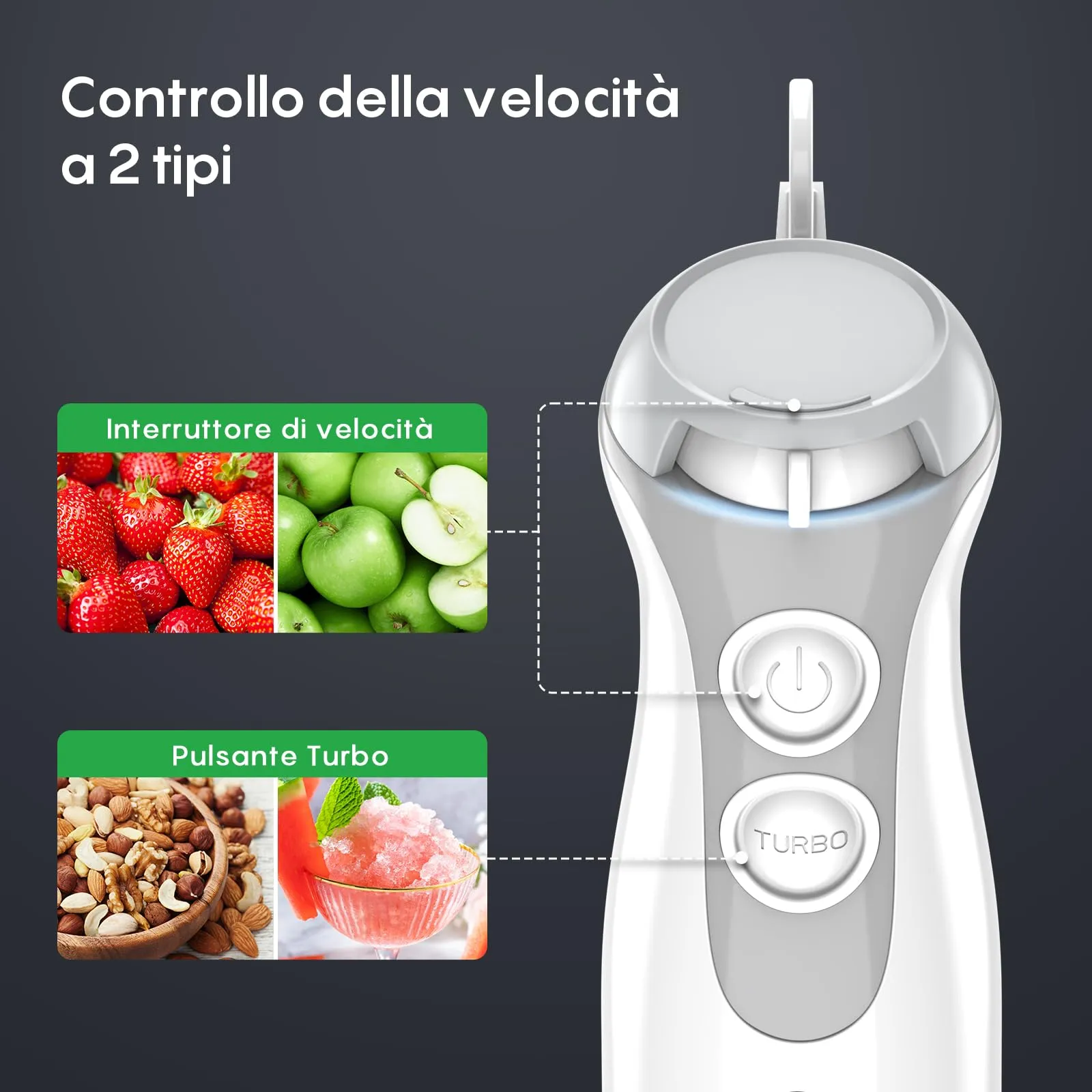 Fresko Frullatore a Immersione 4-in-1, 1000W, Acciaio Inox 304, Bianco - immagine 4