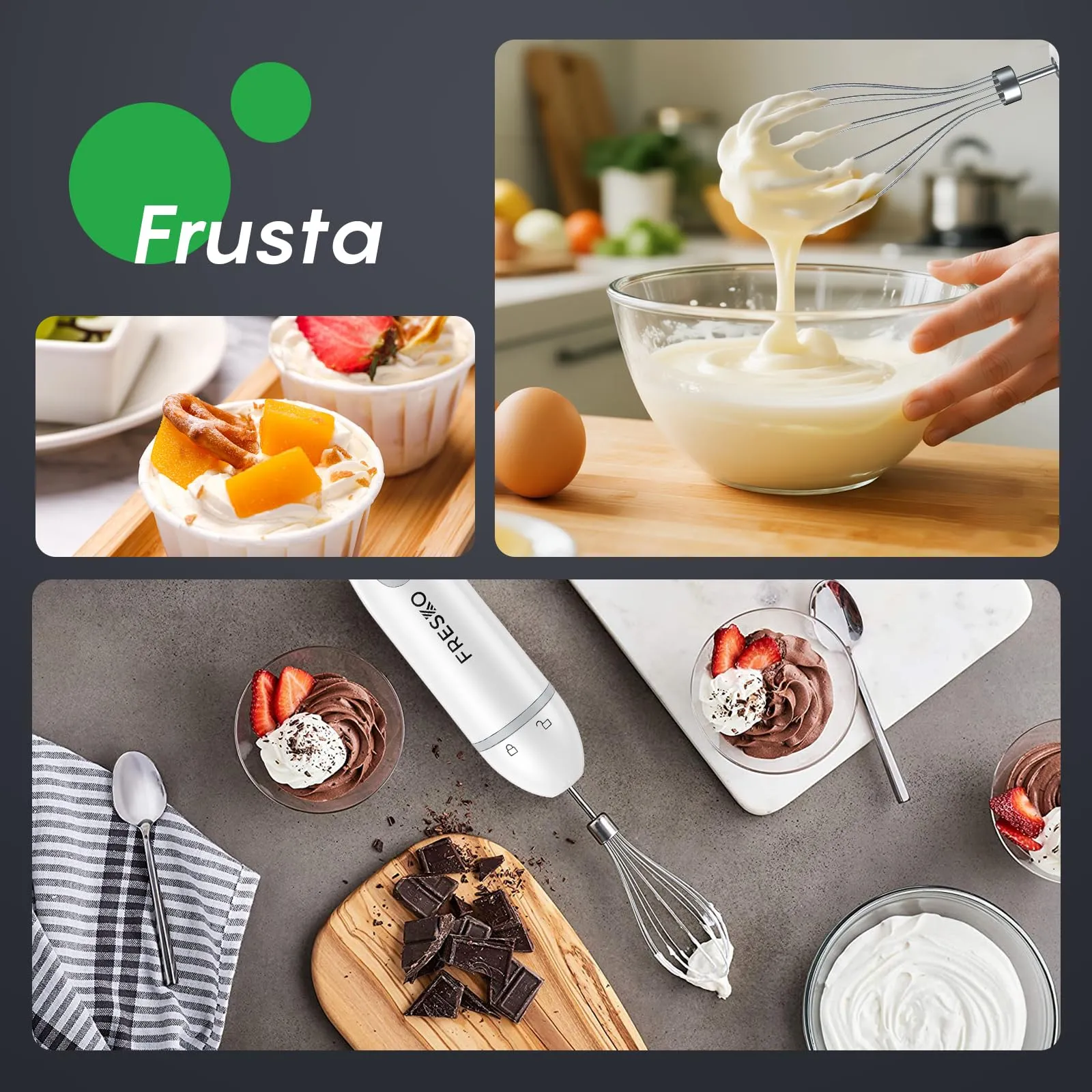 Fresko Frullatore a Immersione 4-in-1, 1000W, Acciaio Inox 304, Bianco - immagine 7