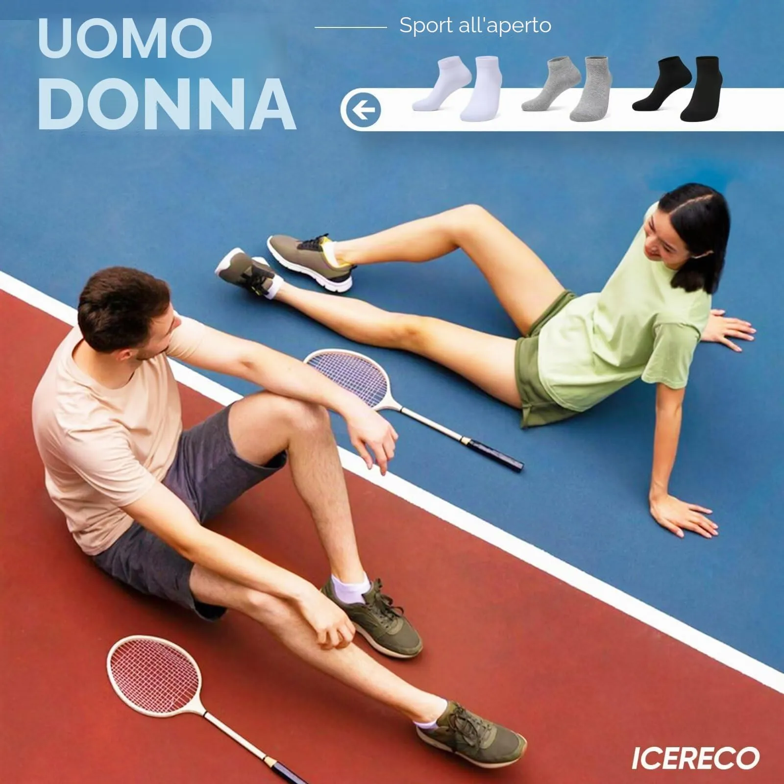 IceReco Calzini Corti in Cotone per Uomo e Donna, 20 Paia, 39-42, Nero - immagine 6