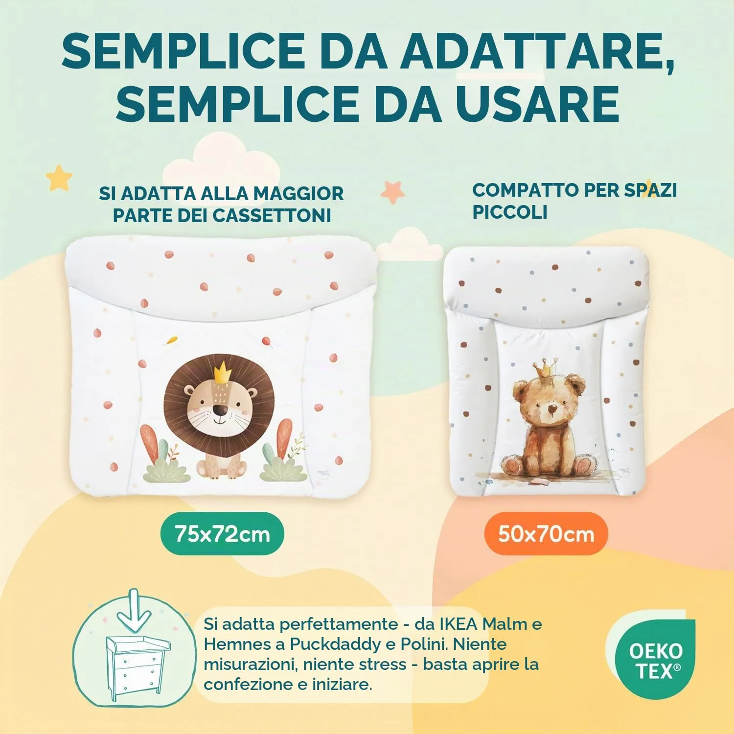 Ceba Baby Fasciatoio Materassino Lavabile e Impermeabile, Certificato Öko-Tex, 75x72 cm, Macchie Rosa - immagine 2