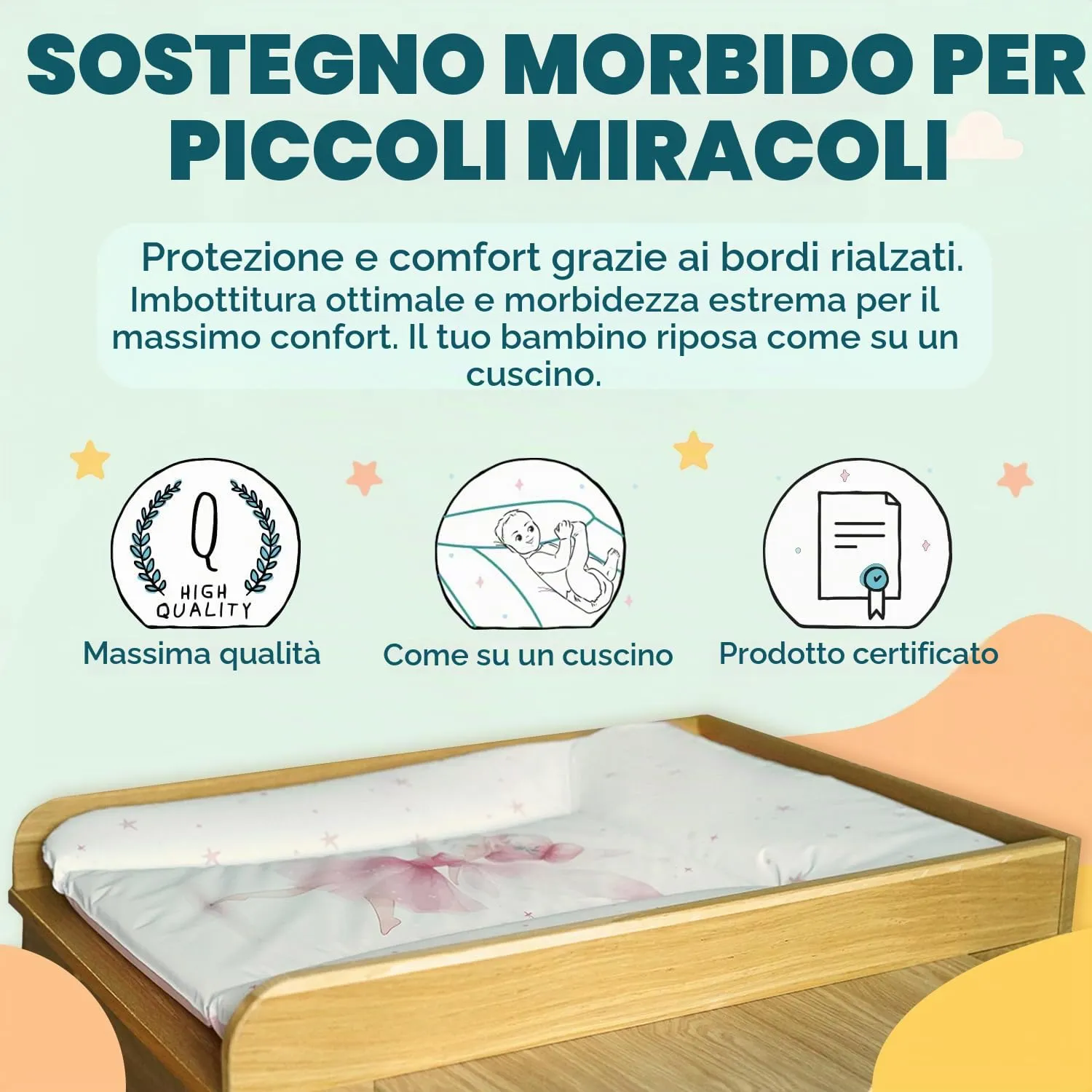 Ceba Baby Fasciatoio Materassino Lavabile e Impermeabile, Öko-Tex, 75x72 cm, Orso assonnato - immagine 4