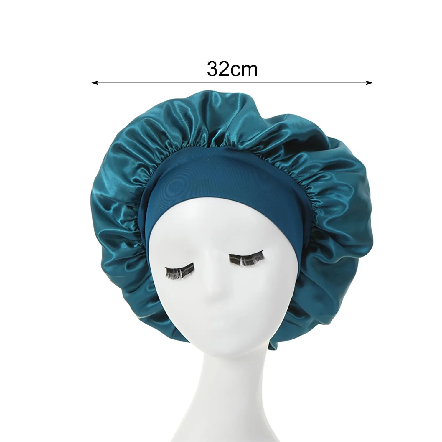 iLamvie Cuffia in Seta per Capelli Ricci, Berretto da Notte in Raso Elastico (Blu Kong) - immagine 7