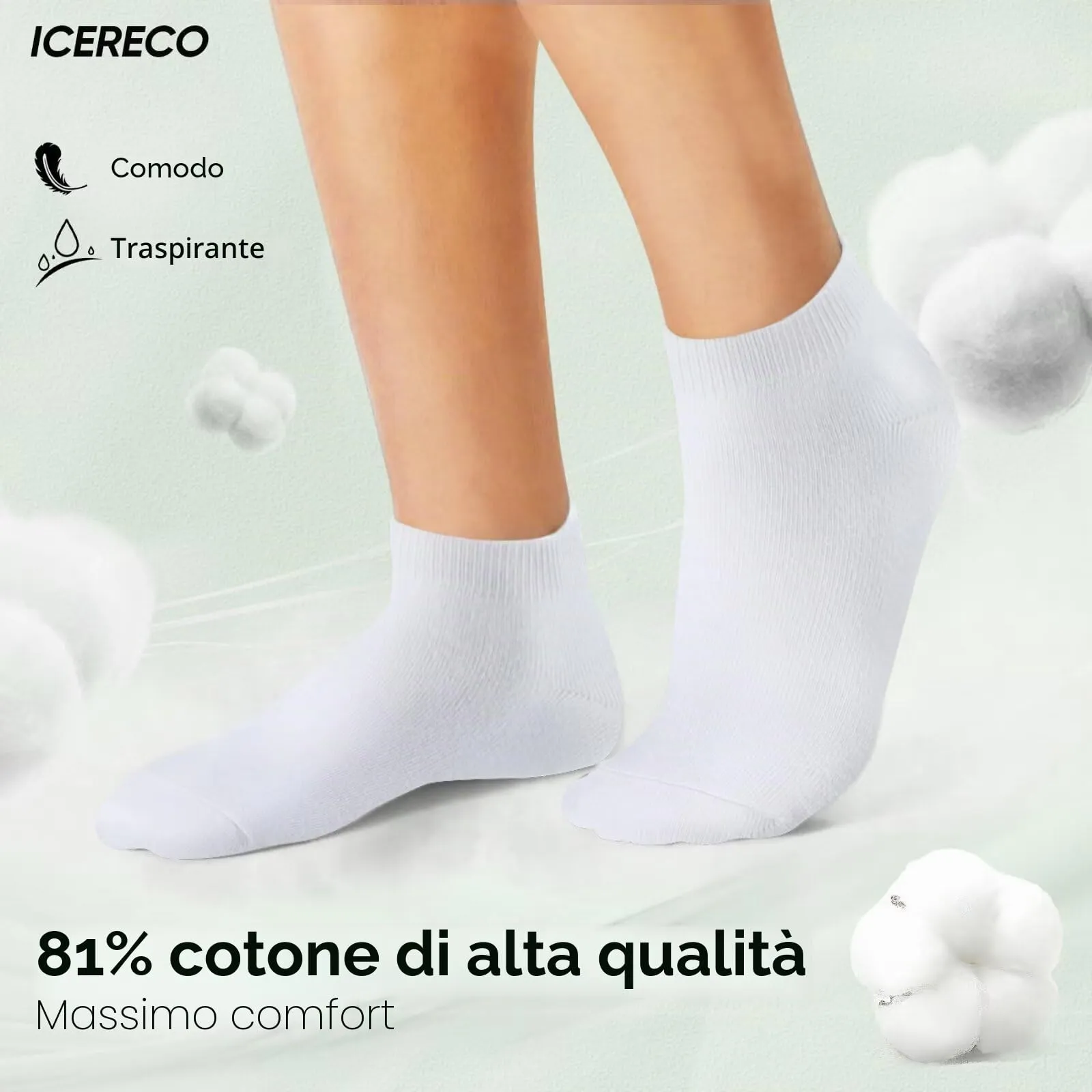 IceReco Calze Corte Uomo e Donna in Cotone, 20 Paia, 47-50 - immagine 3