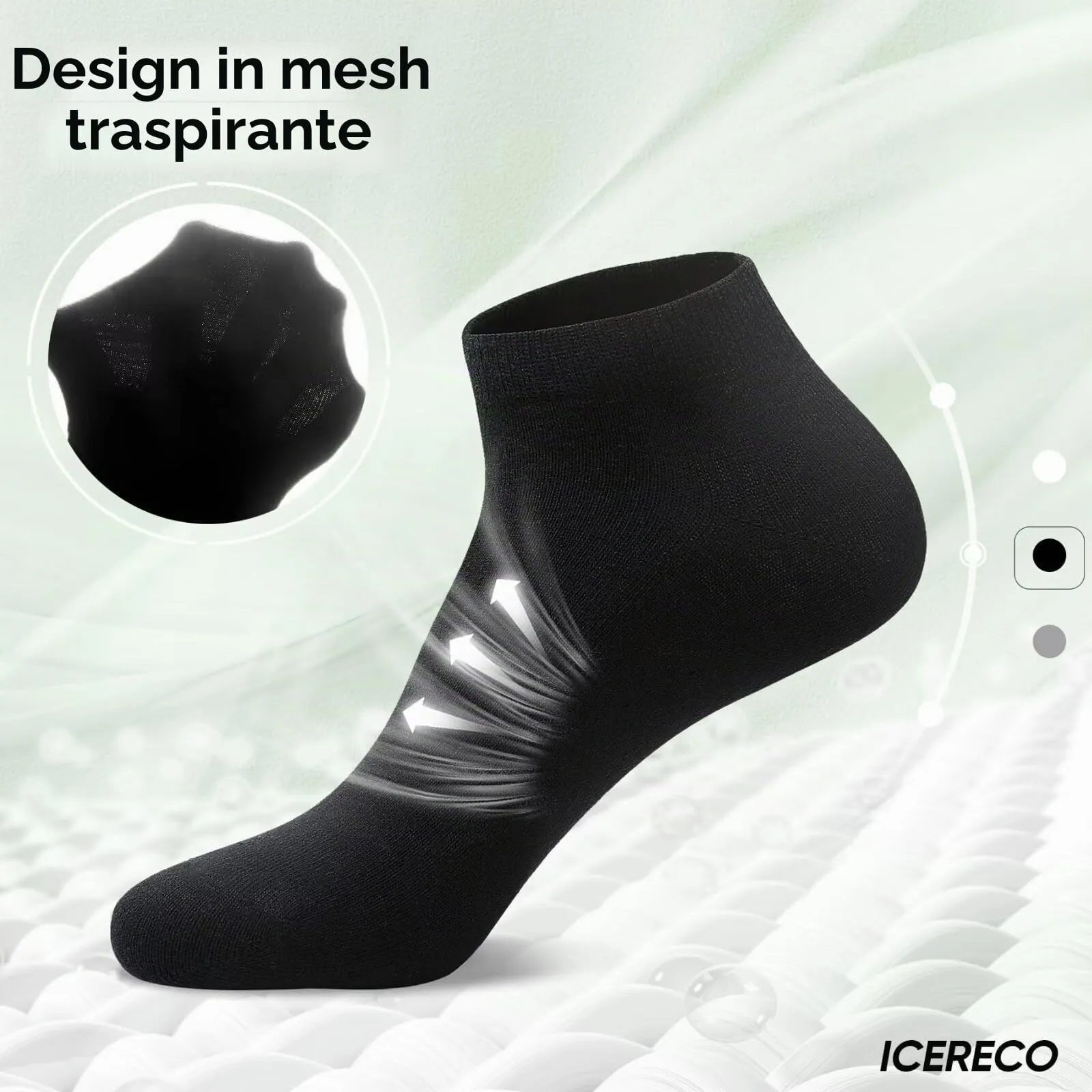 IceReco Calze Corte Uomo e Donna in Cotone, 20 Paia, 43-46, Nero - immagine 4
