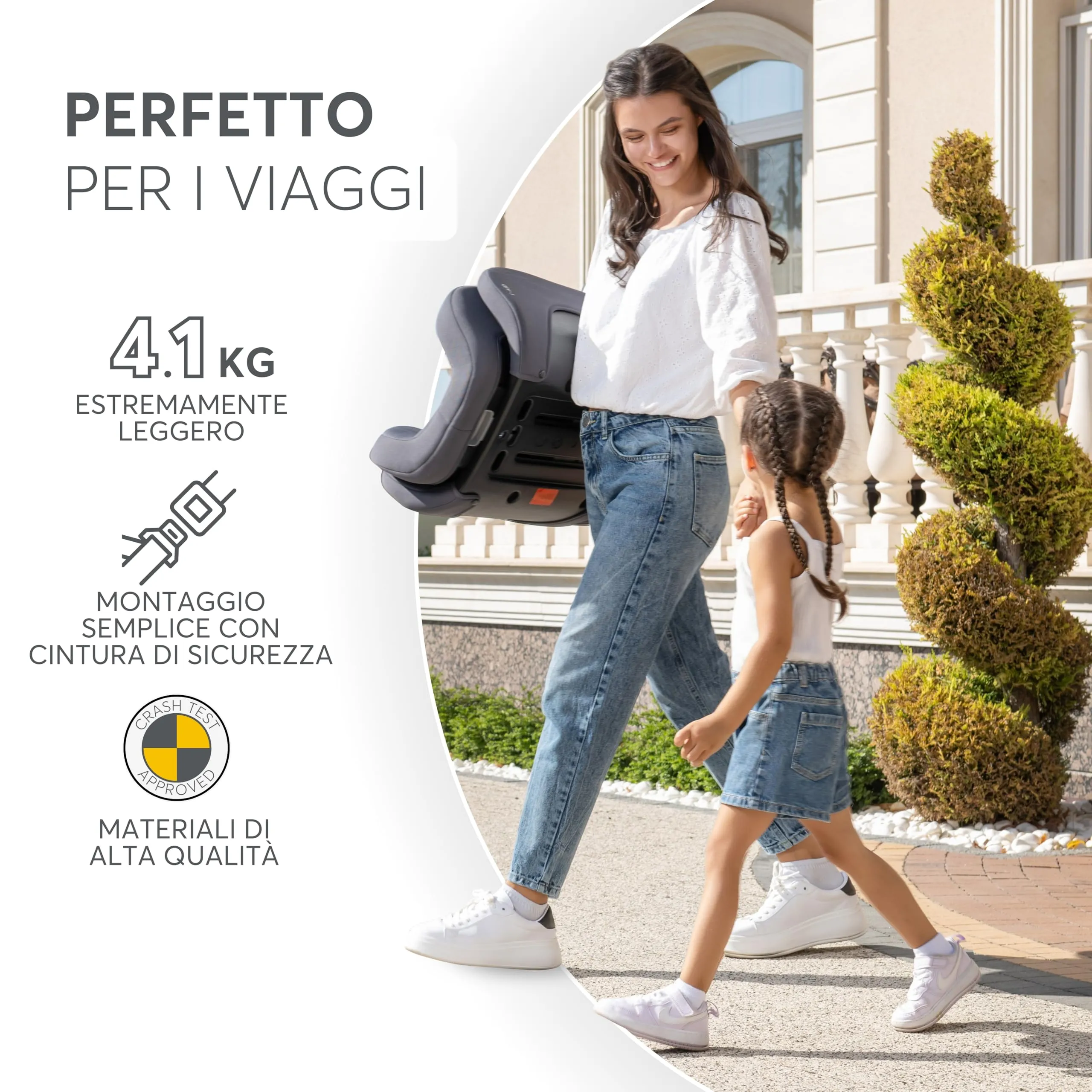 KikkaBoo i-AID Seggiolino Auto Gruppo 2/3 i-Size 100-150 cm, 15-36 kg, Nero - immagine 6