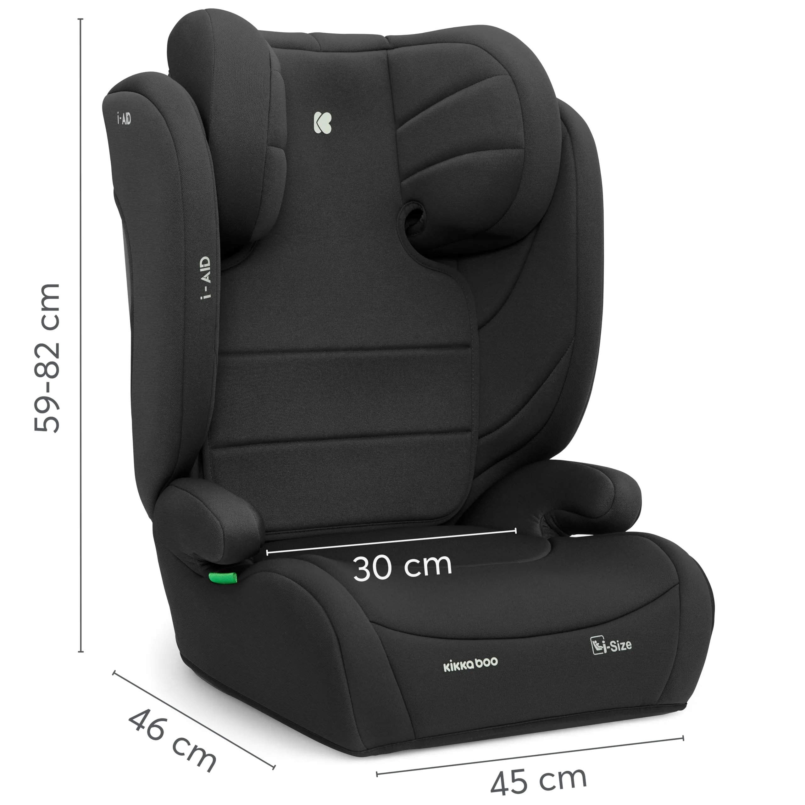 KikkaBoo i-AID Seggiolino Auto Gruppo 2/3 i-Size 100-150 cm, 15-36 kg, Nero - immagine 11