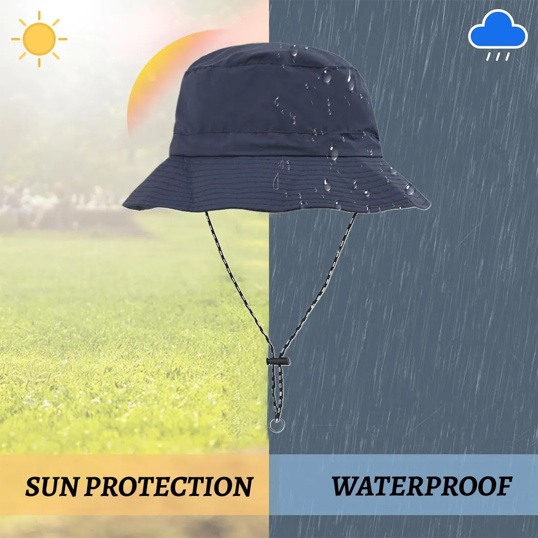 AIYVELU Cappello Donna Estivo Bucket Hat Pescatore Antipioggia Protezione Solare Traspirante (Marina Militare) - immagine 5