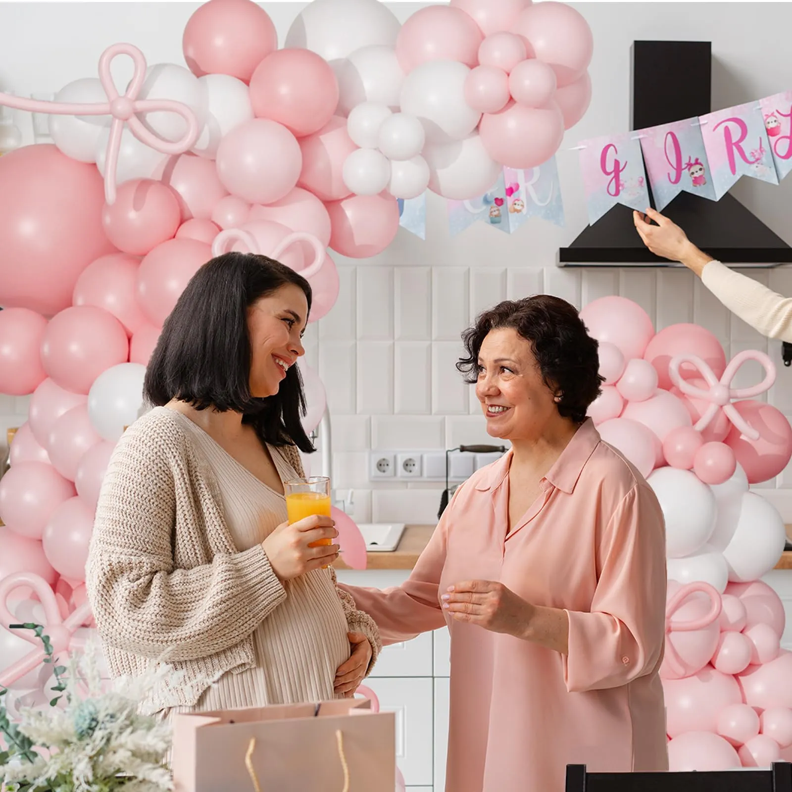 fairymaiden Kit Arco di Palloncini Rosa e Bianchi, 130 Pezzi per Compleanno, Battesimo, Matrimonio e Baby Shower - immagine 5