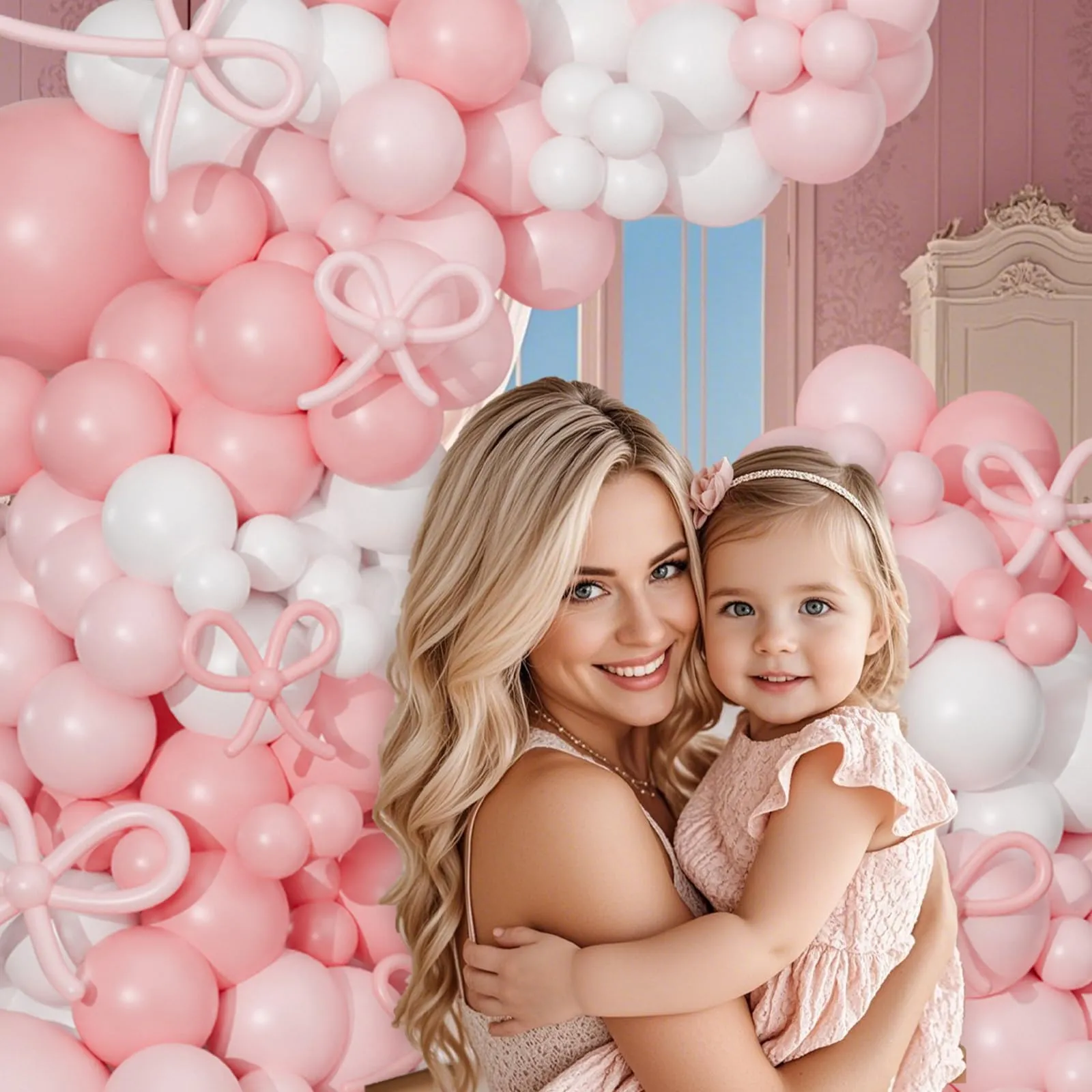 fairymaiden Kit Arco di Palloncini Rosa e Bianchi, 130 Pezzi per Compleanno, Battesimo, Matrimonio e Baby Shower - immagine 6