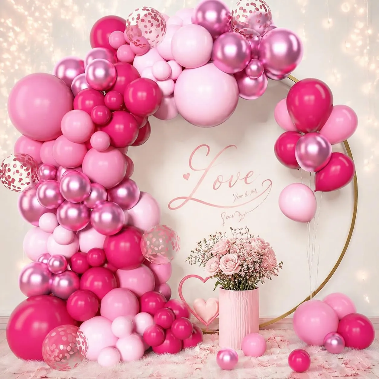 fairymaiden Kit Arco Palloncini Rosa, 114 Pezzi Macaron e Metallizzati - immagine 1