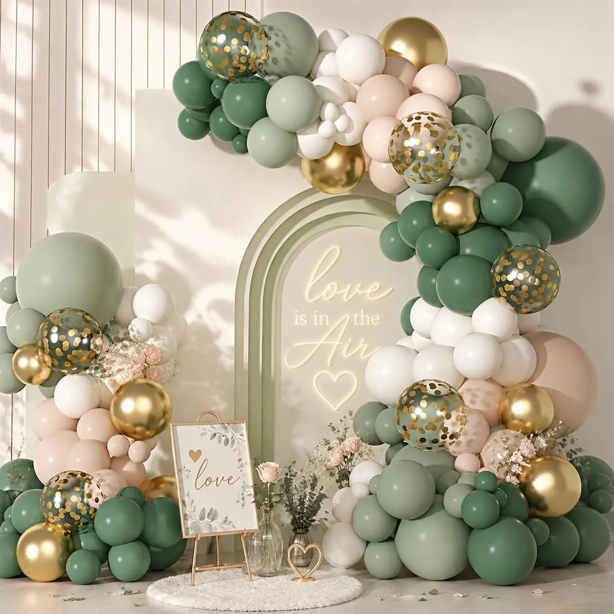 fairymaiden Kit Arco Palloncini Verde Salvia, 114 Pezzi, Verde Oro e Bianco - immagine 1
