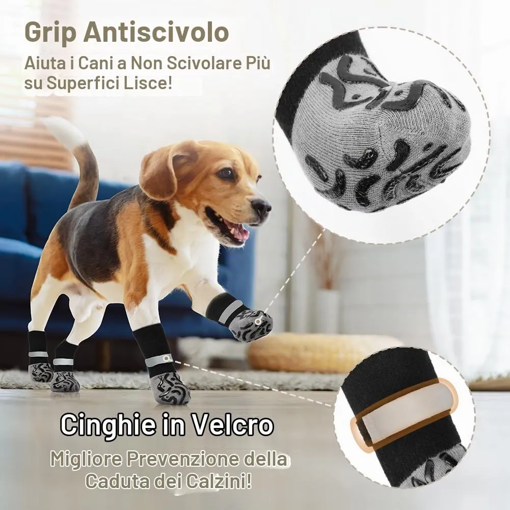 Adiwo Calzini Antiscivolo per Cani, Regolabili e Lavabili, Nero XS - immagine 3