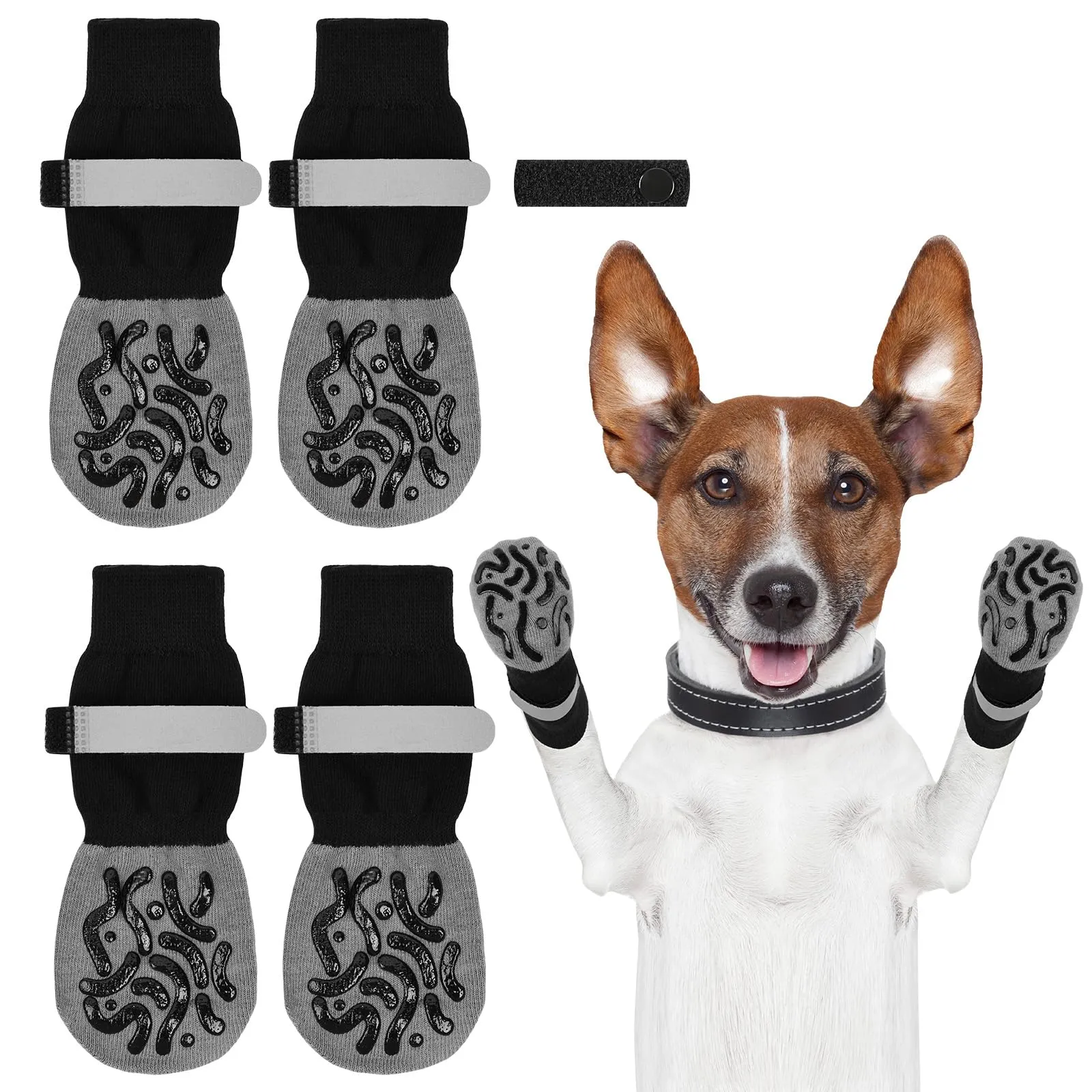Adiwo Calzini Antiscivolo per Cani, Regolabili e Lavabili, Nero XS - immagine 8