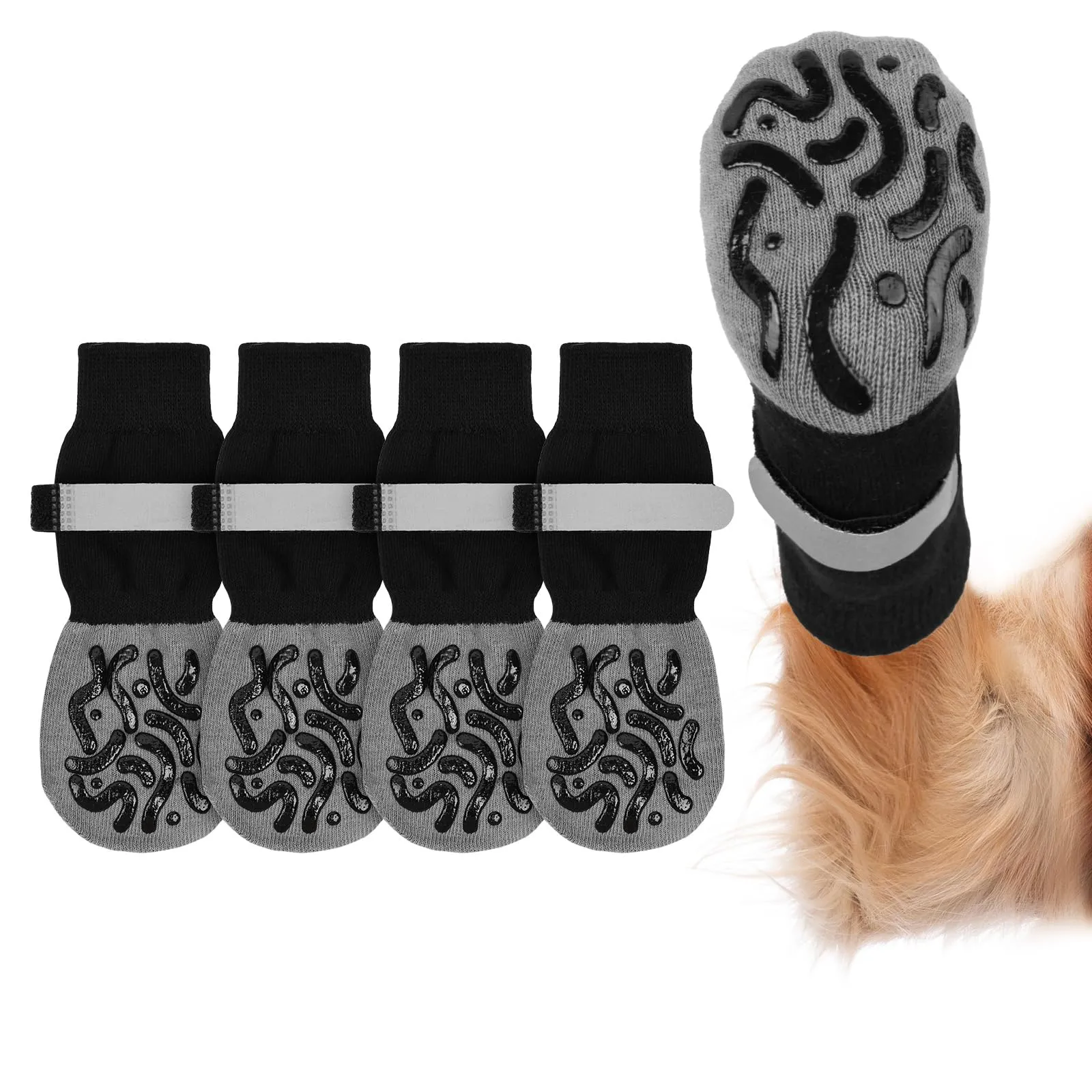 Adiwo Calzini Antiscivolo per Cani, Regolabili e Lavabili, Nero XL - immagine 1