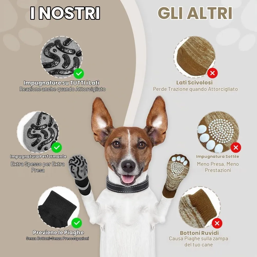 Adiwo Calzini Antiscivolo per Cani, Regolabili e Lavabili, Nero XL - immagine 4