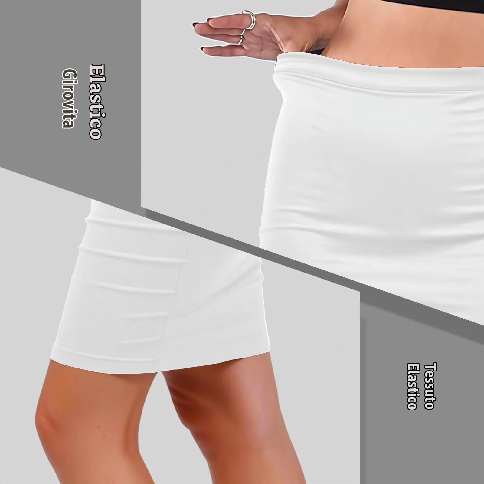 Sahunfri Gonna Corta Donna Elasticizzata, Minigonna Bianca, Taglia XL - immagine 5