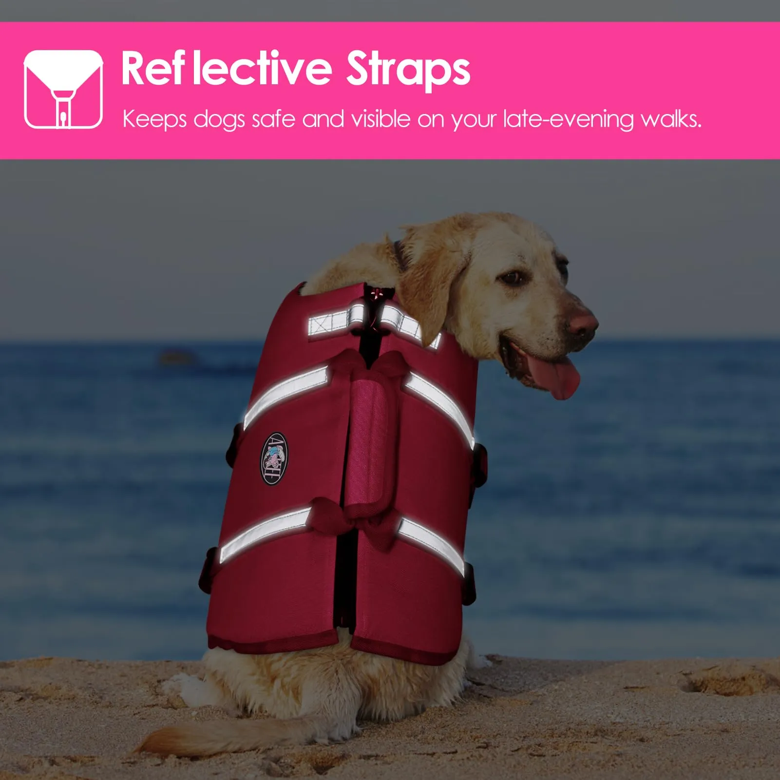 AOFITEE Giubbotto Salvagente per Cani, Fucsia, XS - immagine 5