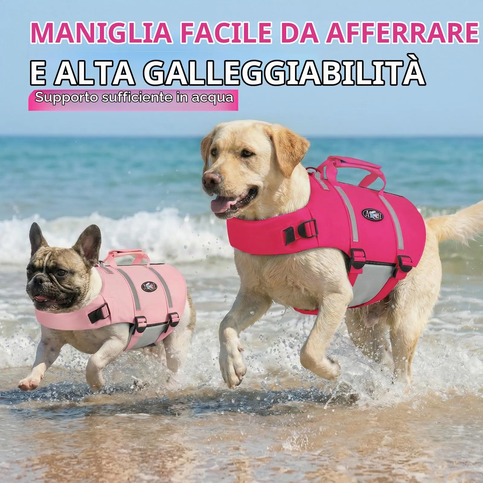 AOFITEE Giubbotto Salvagente per Cani, Fucsia, Taglia S - immagine 2