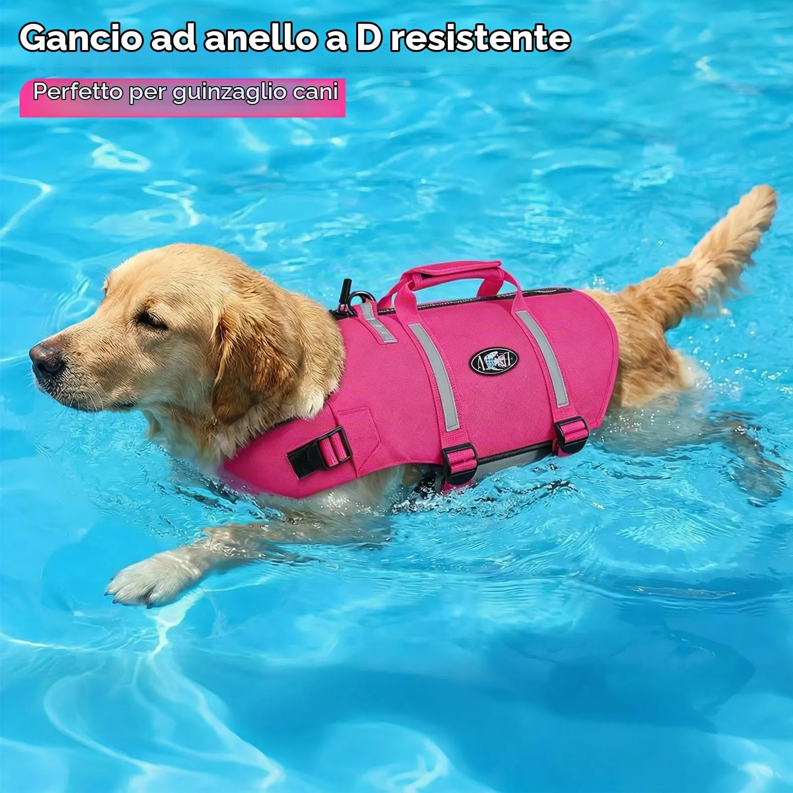 AOFITEE Giubbotto Salvagente per Cani, Fucsia, Taglia S - immagine 7