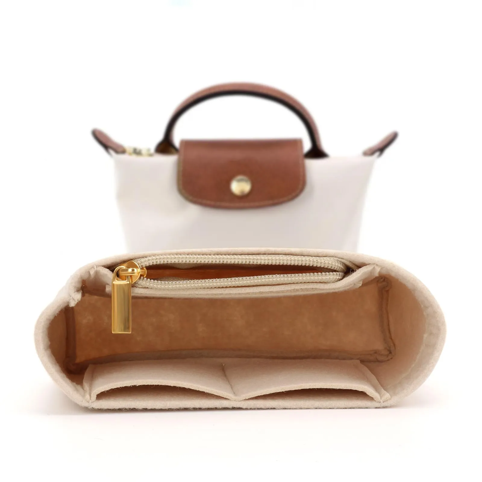 ZOLGINAH Organizer in feltro per Longchamp Le Pliage Mini con tasche multifunzionali - immagine 1