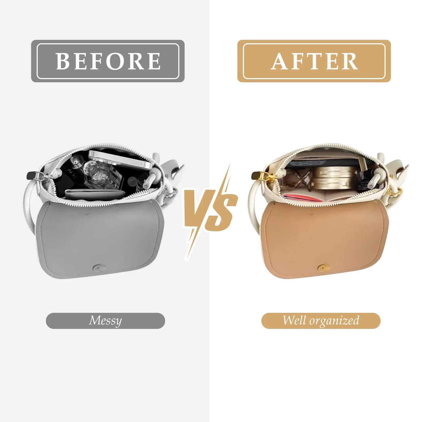 ZOLGINAH Organizer in feltro per Longchamp Le Pliage Mini con tasche multifunzionali - immagine 6