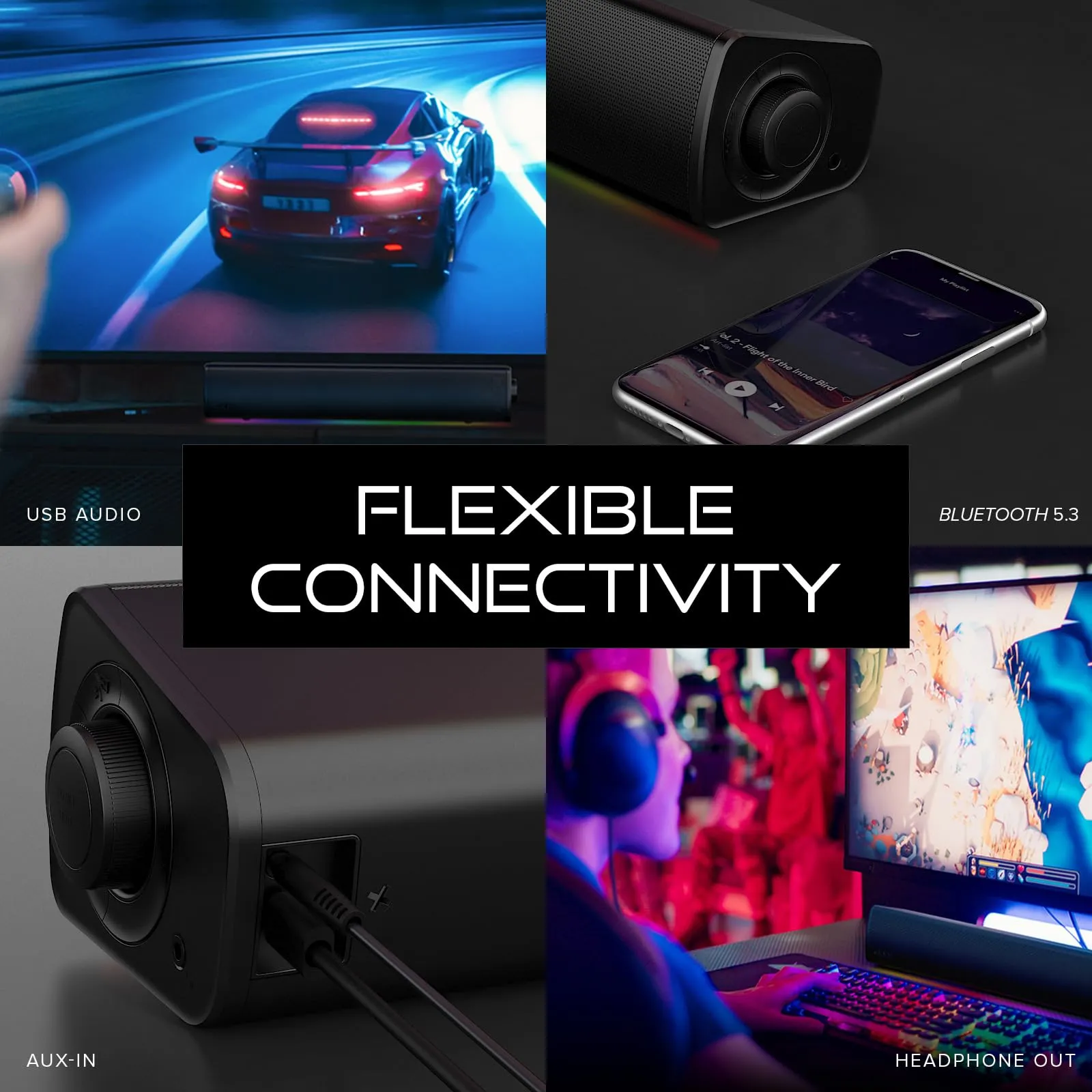 Creative Sound Blaster GS3 Gaming Soundbar (Bianca) con RGB, Bluetooth 5.4 e USB - immagine 4