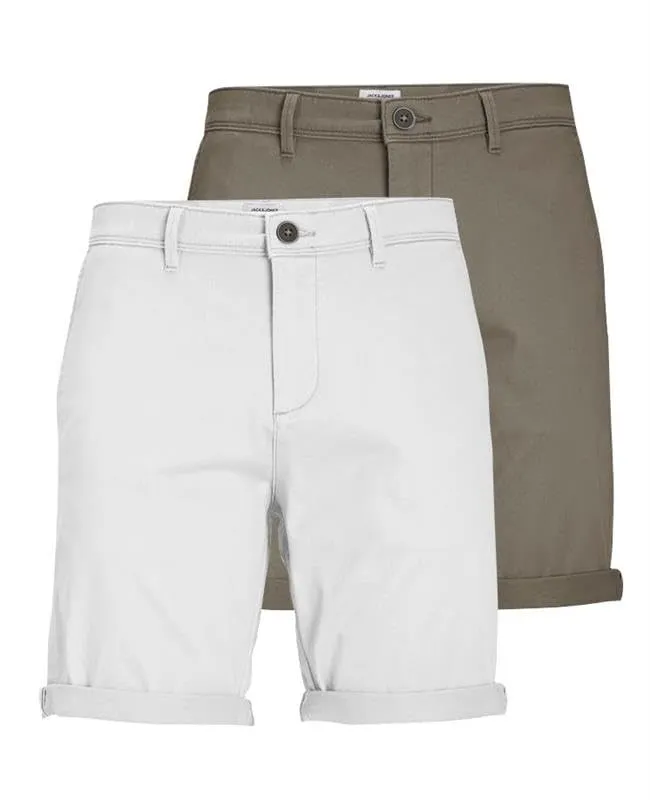 Jack & Jones Men's Regular Fit Chino Shorts, 2-Pack (Bungee Cord/Bianco), S - immagine 1