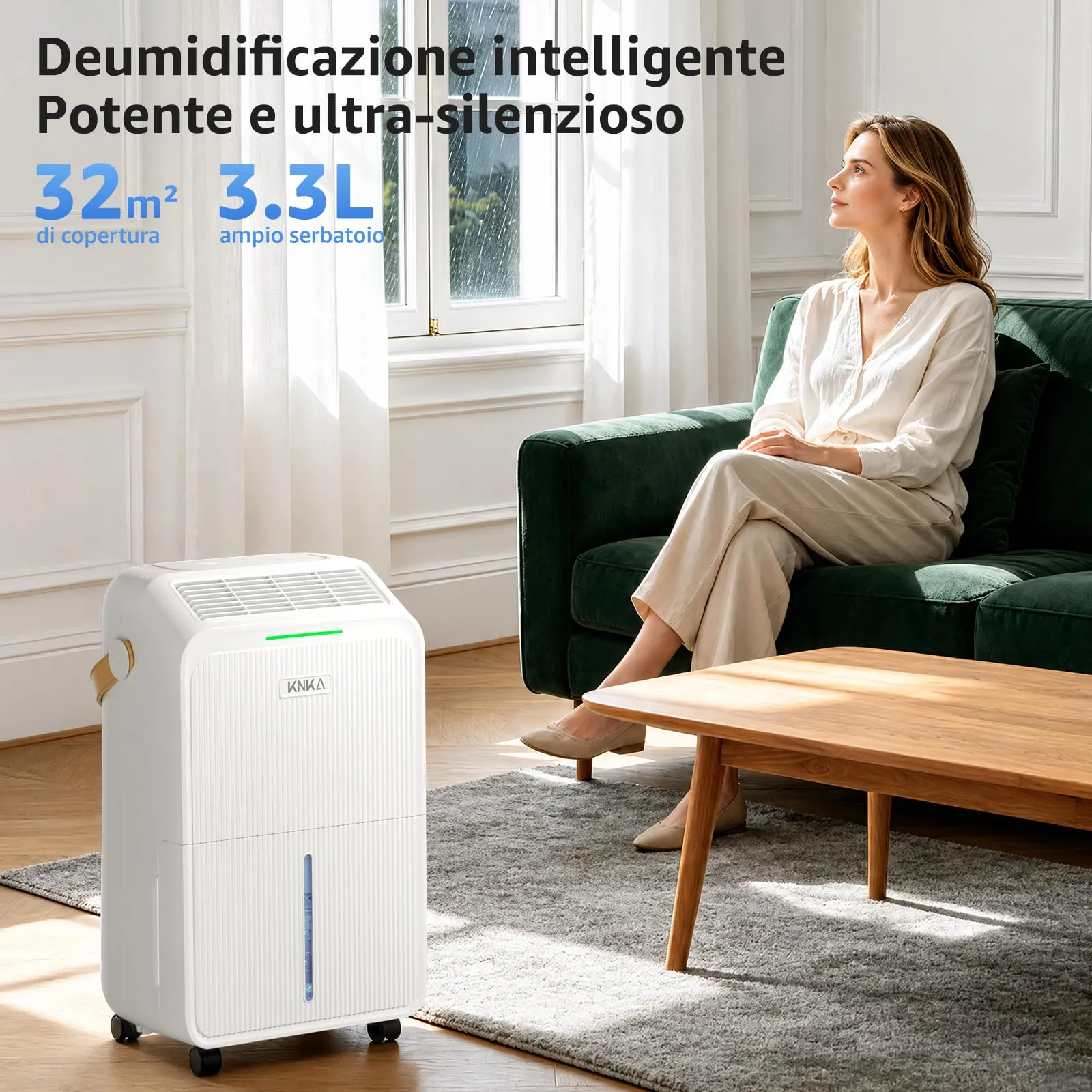 KNKA Deumidificatore 16L/24H, Serbatoio 3,3L, PD22SC - immagine 2