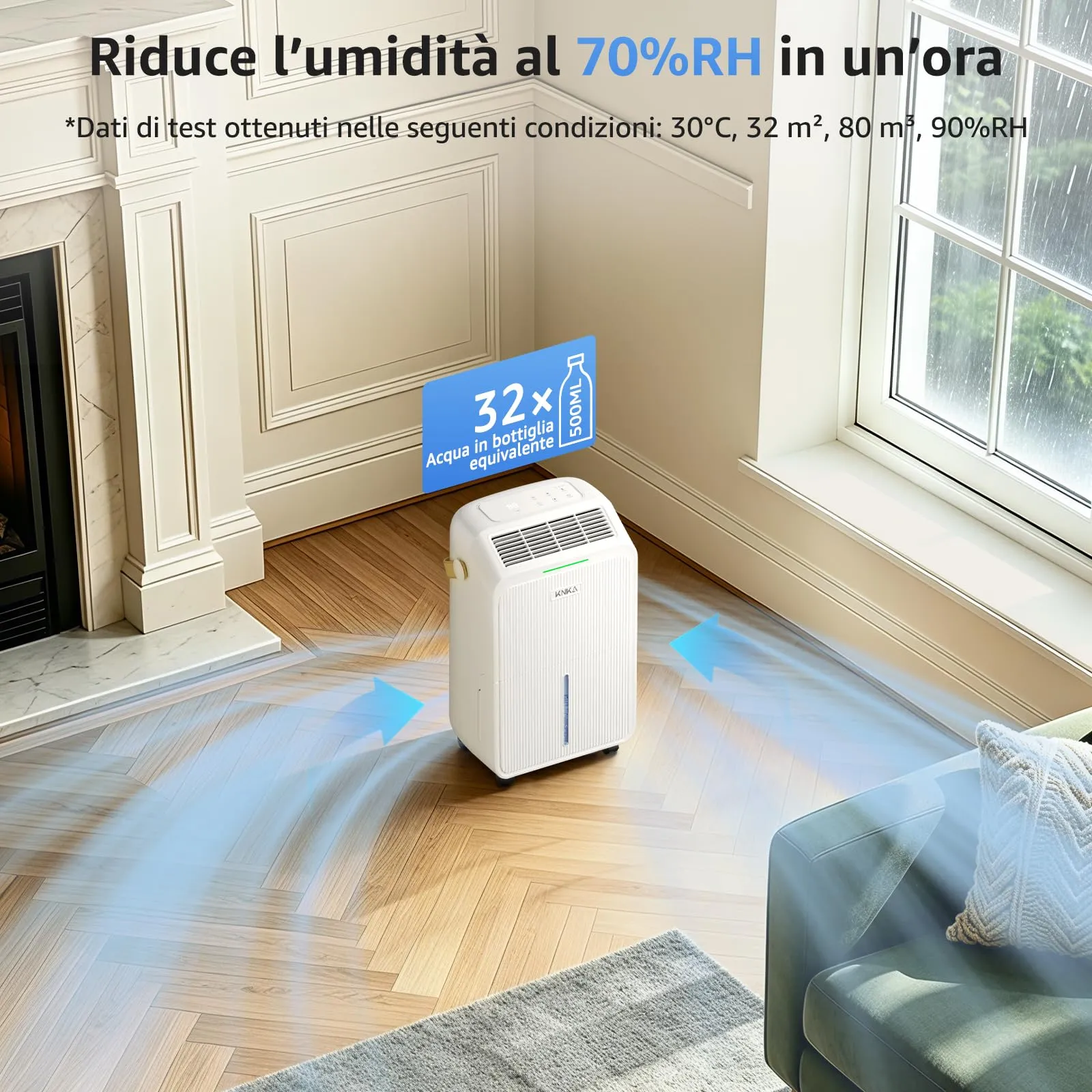 KNKA Deumidificatore 16L/24H, Serbatoio 3,3L, PD22SC - immagine 4