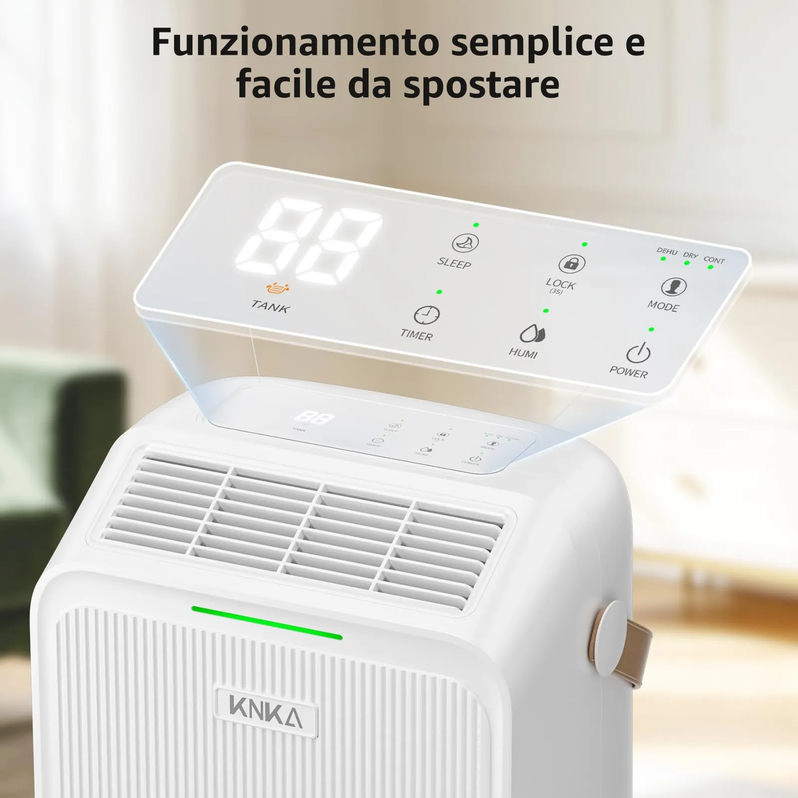 KNKA Deumidificatore 16L/24H, Serbatoio 3,3L, PD22SC - immagine 6