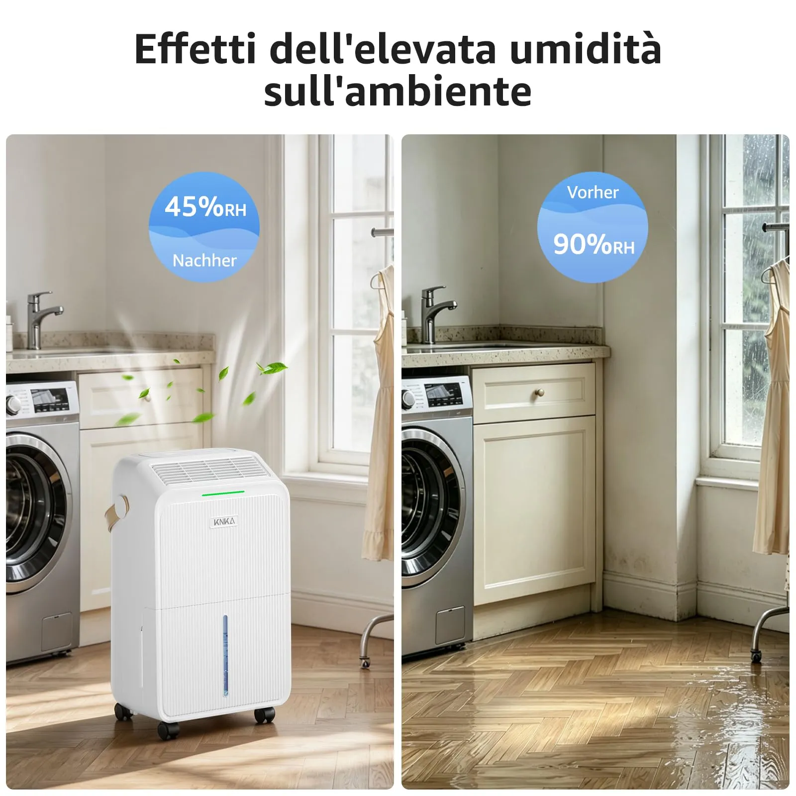 KNKA Deumidificatore 16L/24H, Serbatoio 3,3L, PD22SC - immagine 8