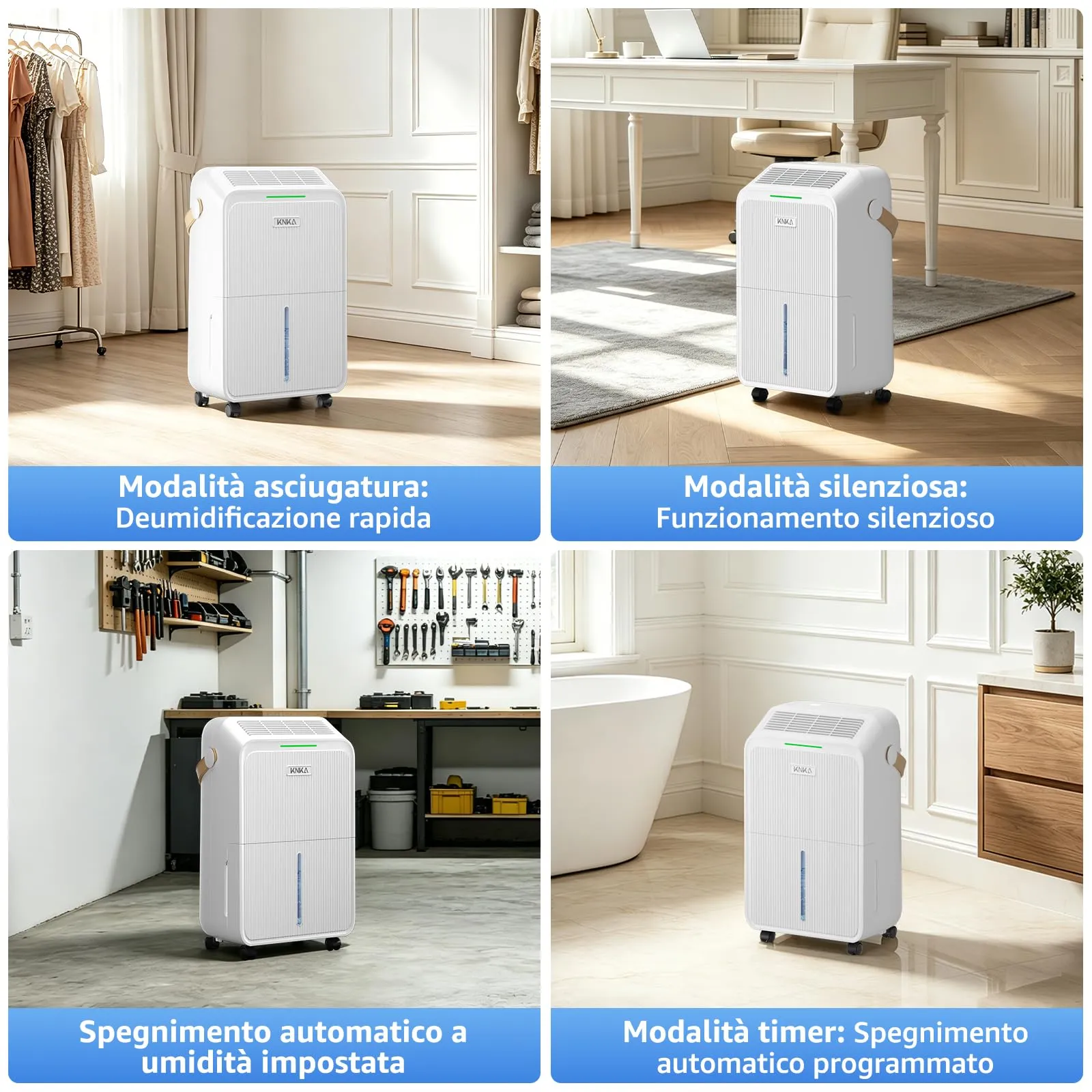 KNKA Deumidificatore 16L/24H, Serbatoio 3,3L, PD22SC - immagine 9