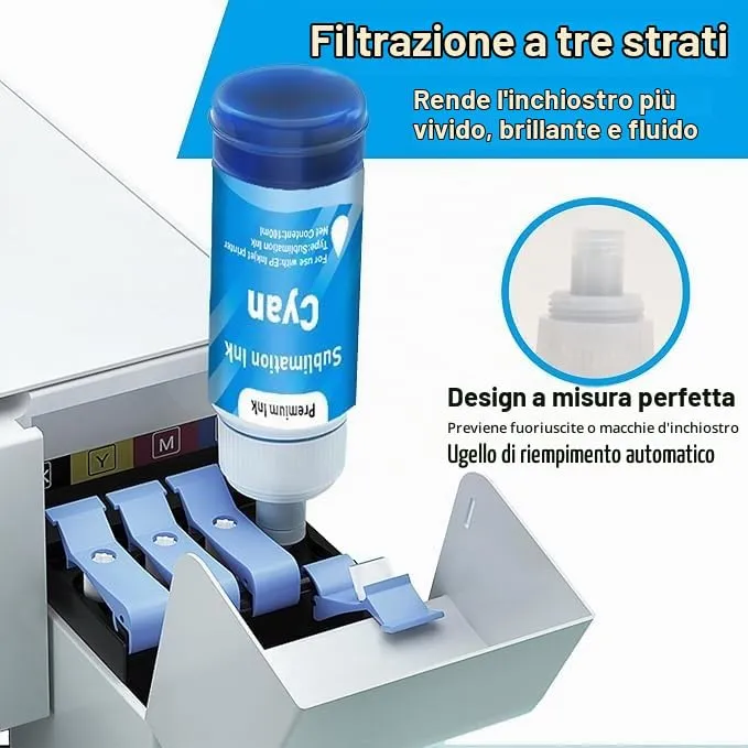 LCL Inchiostro Sublimatico 4x400ml per Epson EcoTank ET-2700 ET-2750 ET-2751 ET-2756 ET-2850 ET-2851 ET-2856 ET-3700 ET-3750 ET-3850 ET-4750 ET-4850 - immagine 4