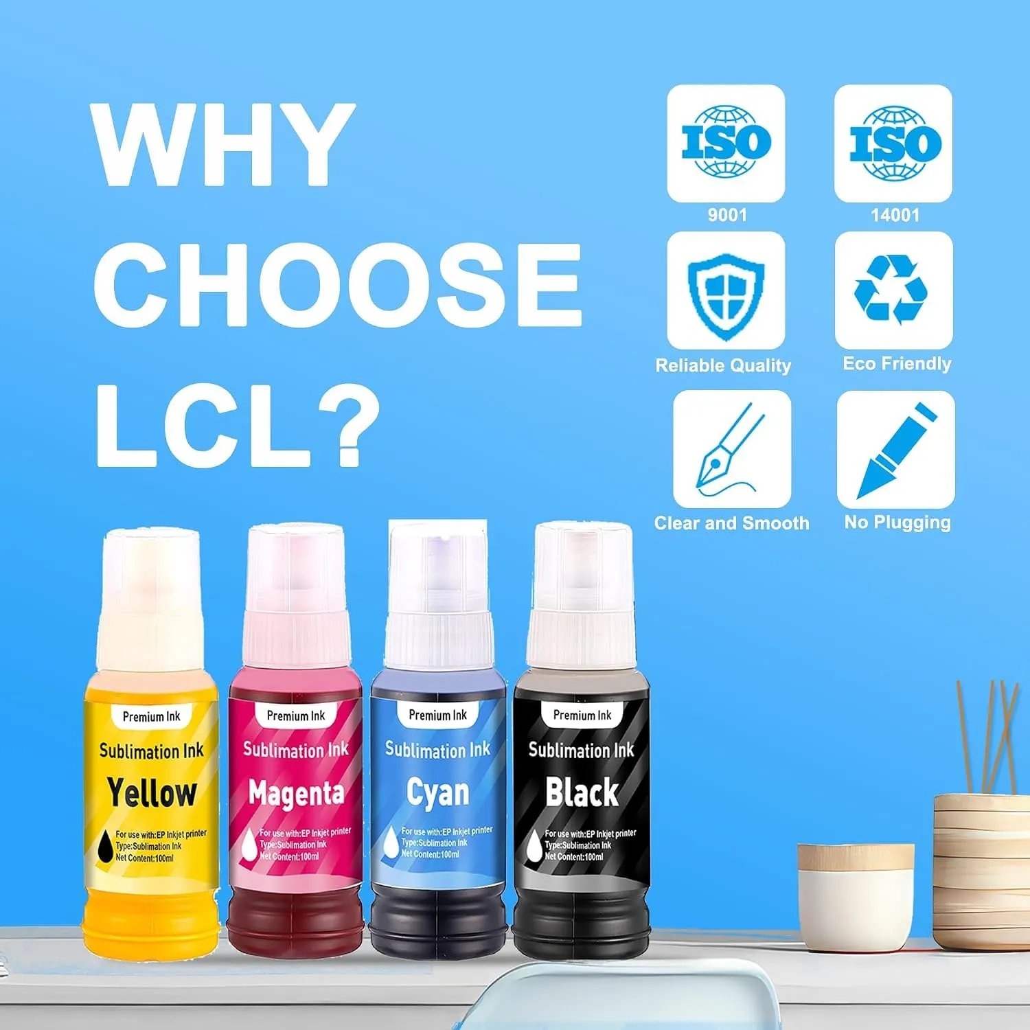 LCL Inchiostro Sublimatico 4x400ml per Epson EcoTank ET-2700 ET-2750 ET-2751 ET-2756 ET-2850 ET-2851 ET-2856 ET-3700 ET-3750 ET-3850 ET-4750 ET-4850 - immagine 6