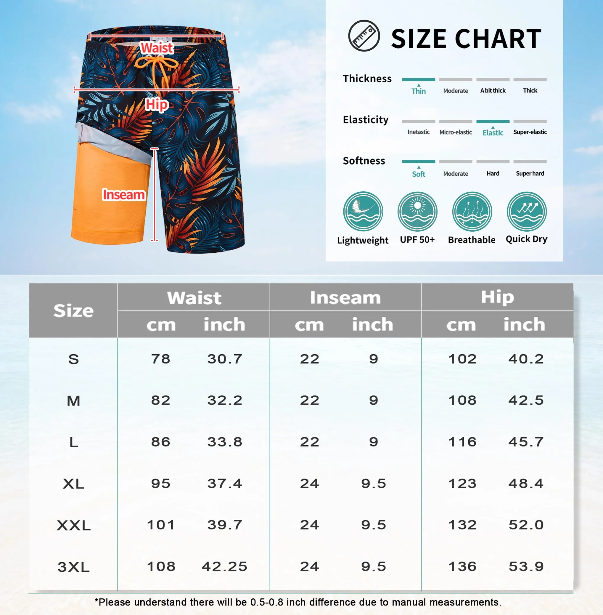 APTRO Pantaloncini da Bagno Uomo Stampa Hawaiana Palma Giallo Blu MK281 L - immagine 6