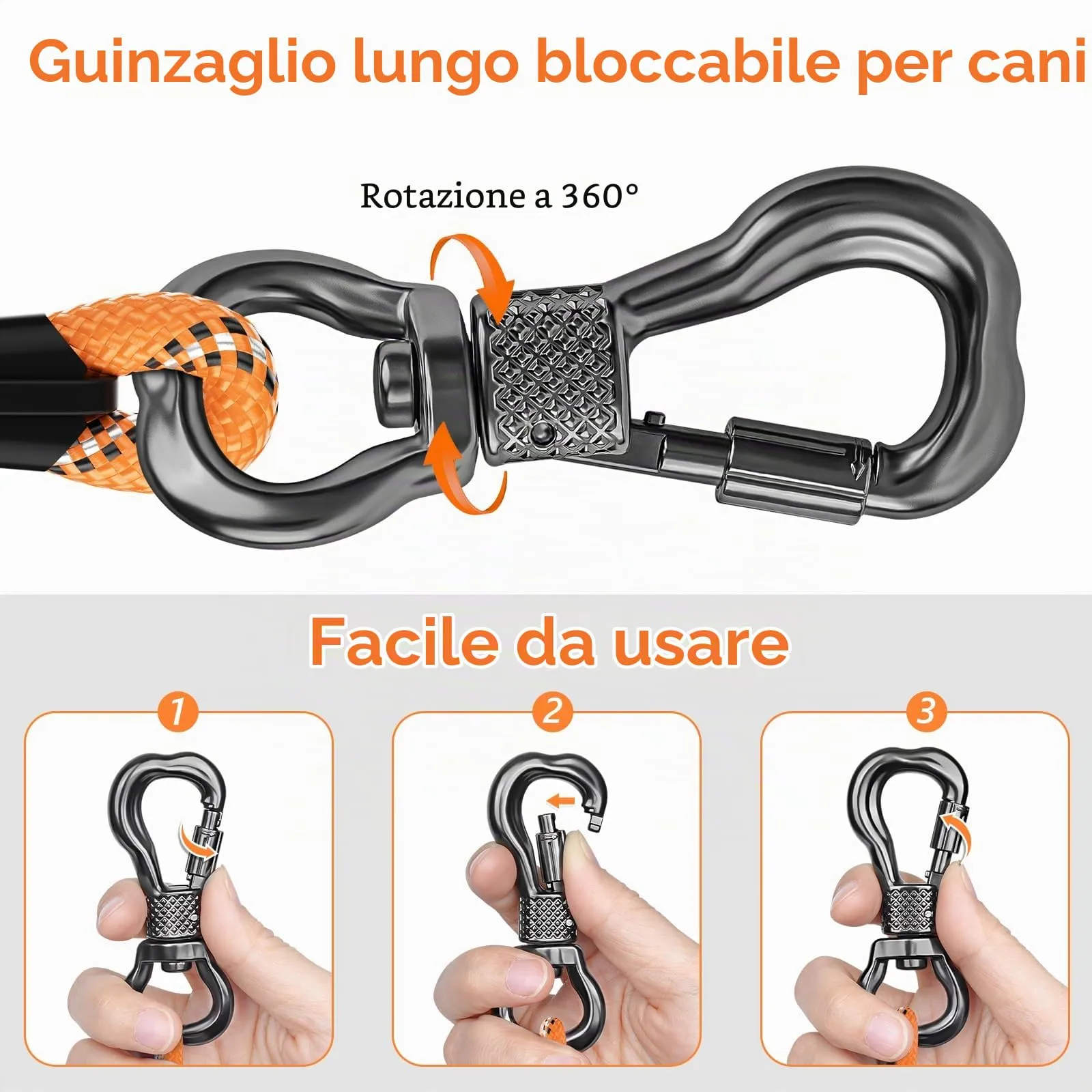 X XBEN Guinzaglio per Cani 5M con Gancio di Sicurezza e Maniglia Imbottita - immagine 2