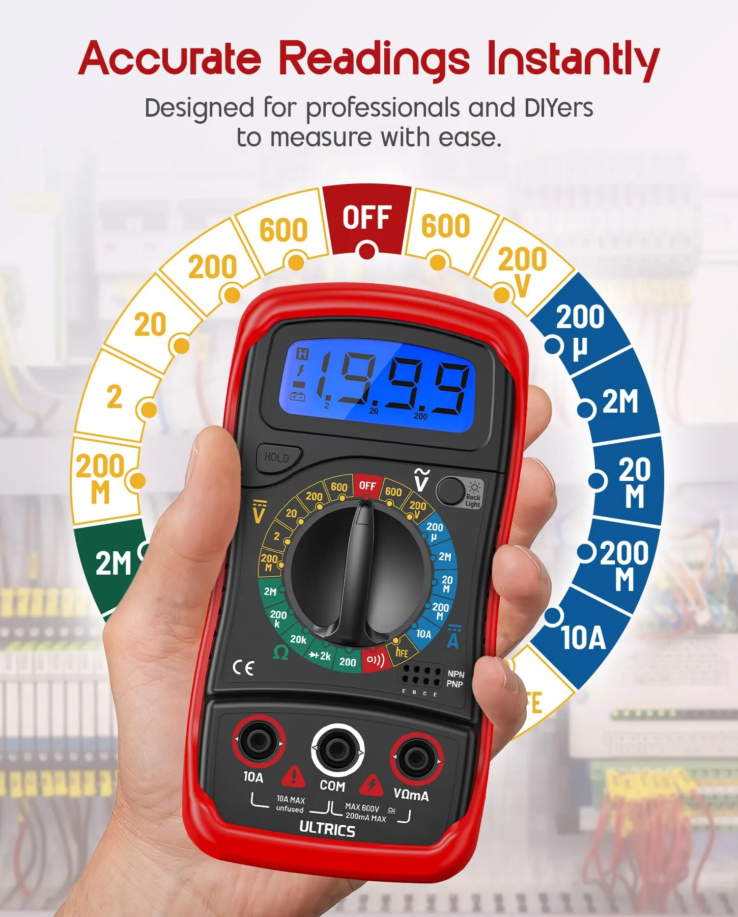 ULTRICS Multimètre Numérique Professionnel DC/AC - immagine 2