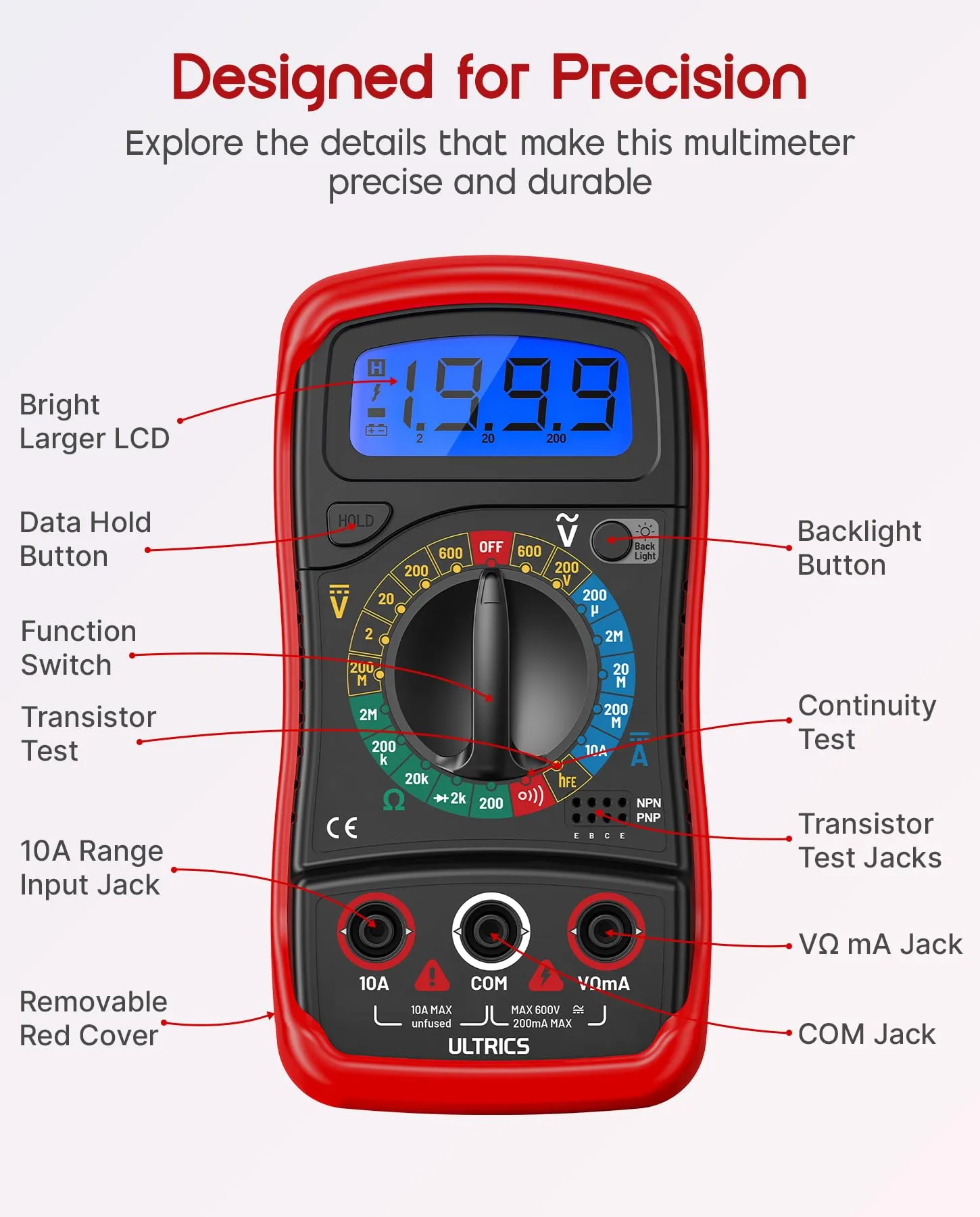 ULTRICS Multimètre Numérique Professionnel DC/AC - immagine 3