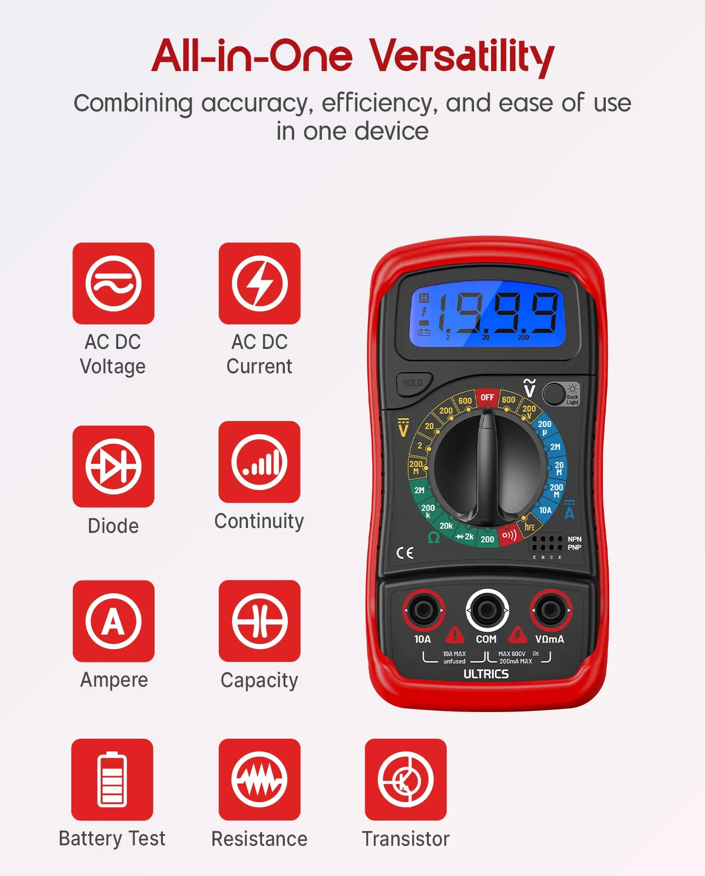 ULTRICS Multimètre Numérique Professionnel DC/AC - immagine 4