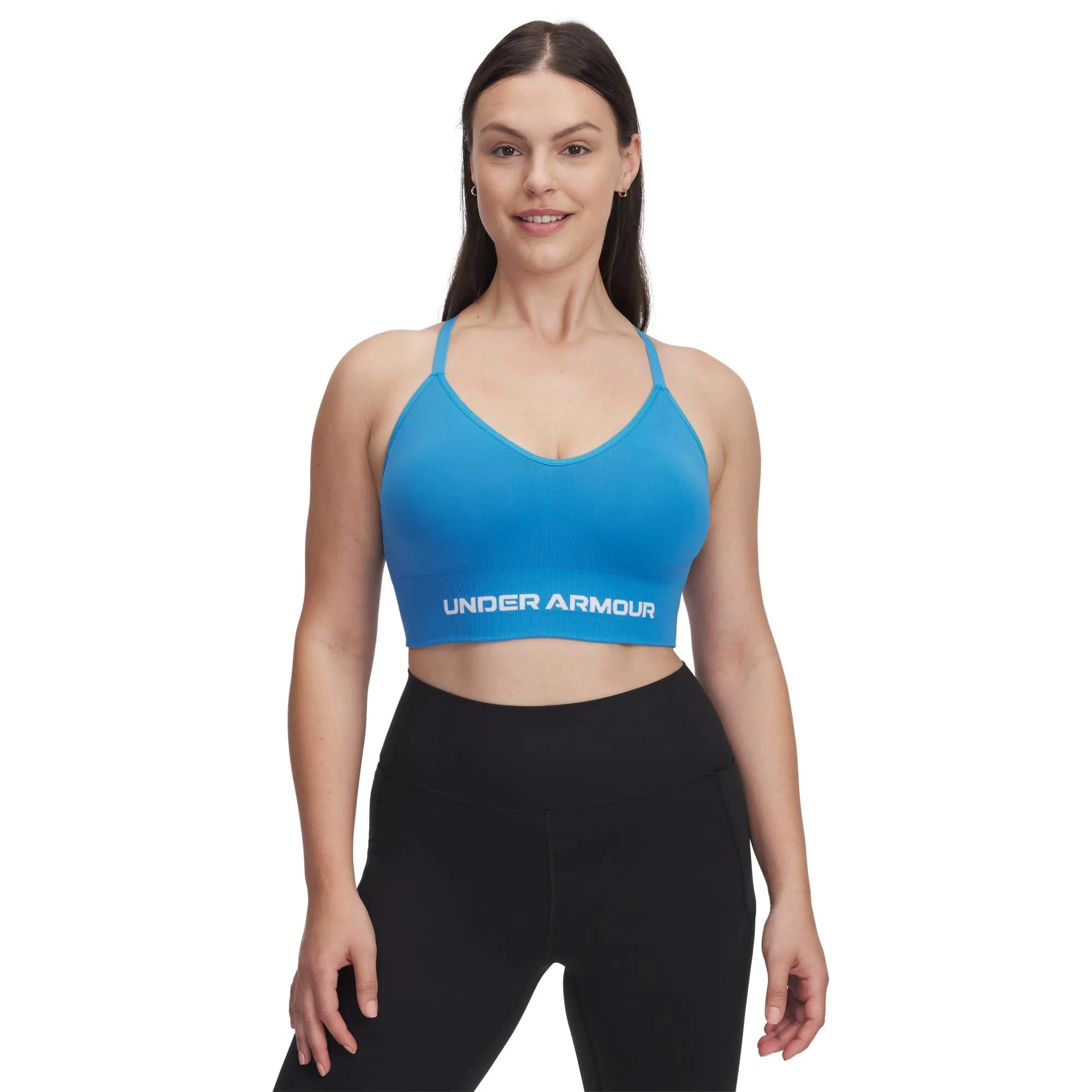 Under Armour Vanish Seamless Bra for Women, Ether Blue, Large - immagine 1