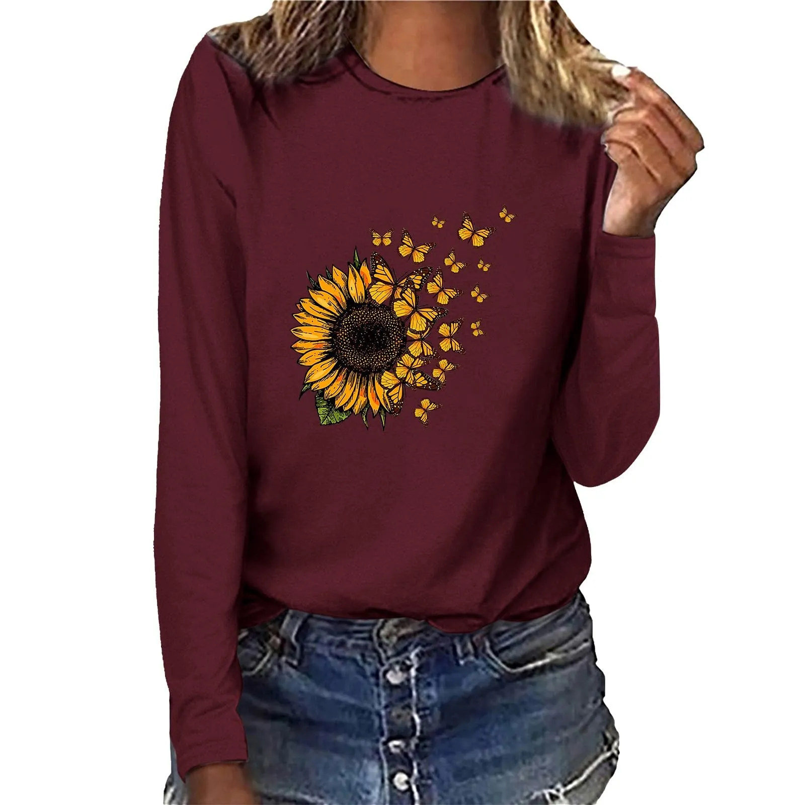 Uwdiohq T Shirt Donna Cotone XL Vino - immagine 3