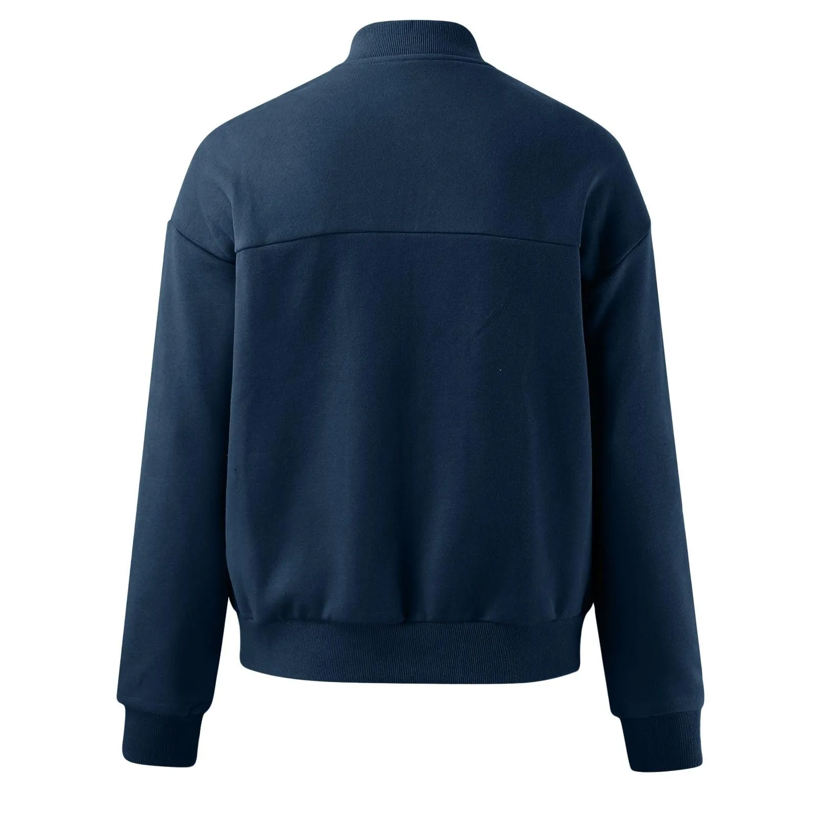 Gefomuofe Felpa senza cappuccio da donna a maniche lunghe con colletto con cerniera, Bu2, M - immagine 5