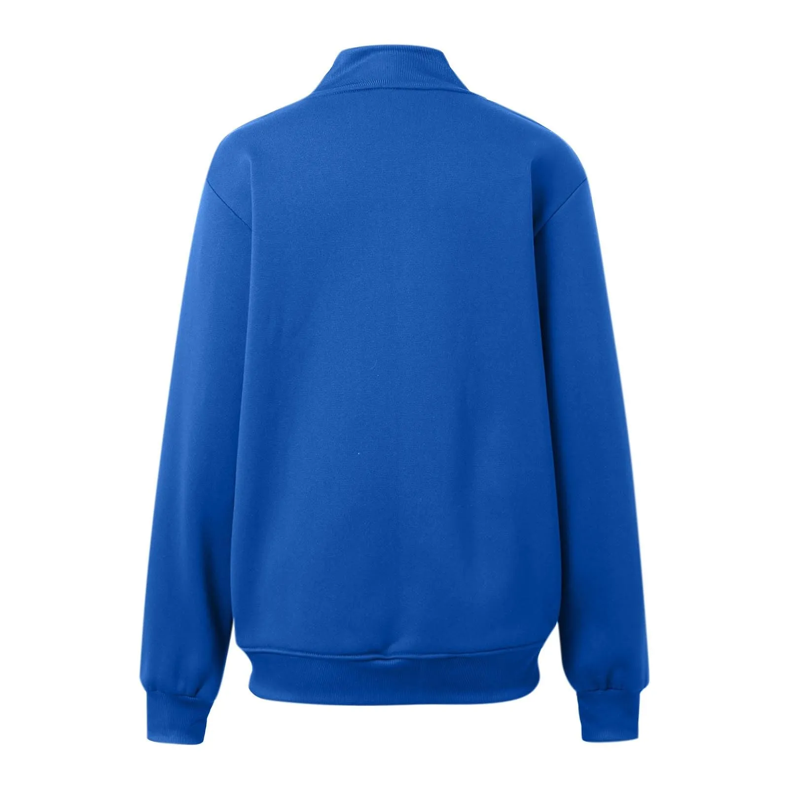 Gefomuofe Felpa senza cappuccio da donna con colletto a cerniera, Blu, M - immagine 6