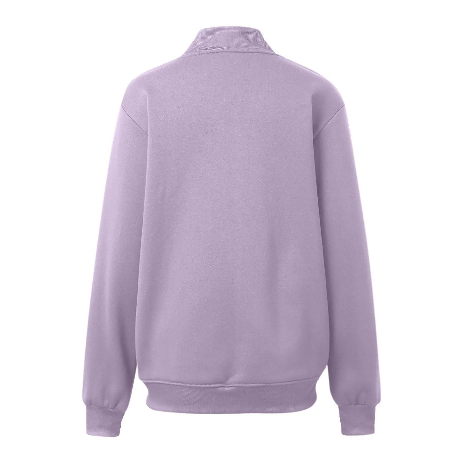Gefomuofe Felpa senza cappuccio da donna, stile bomber con zip, viola chiaro, 3XL - immagine 6