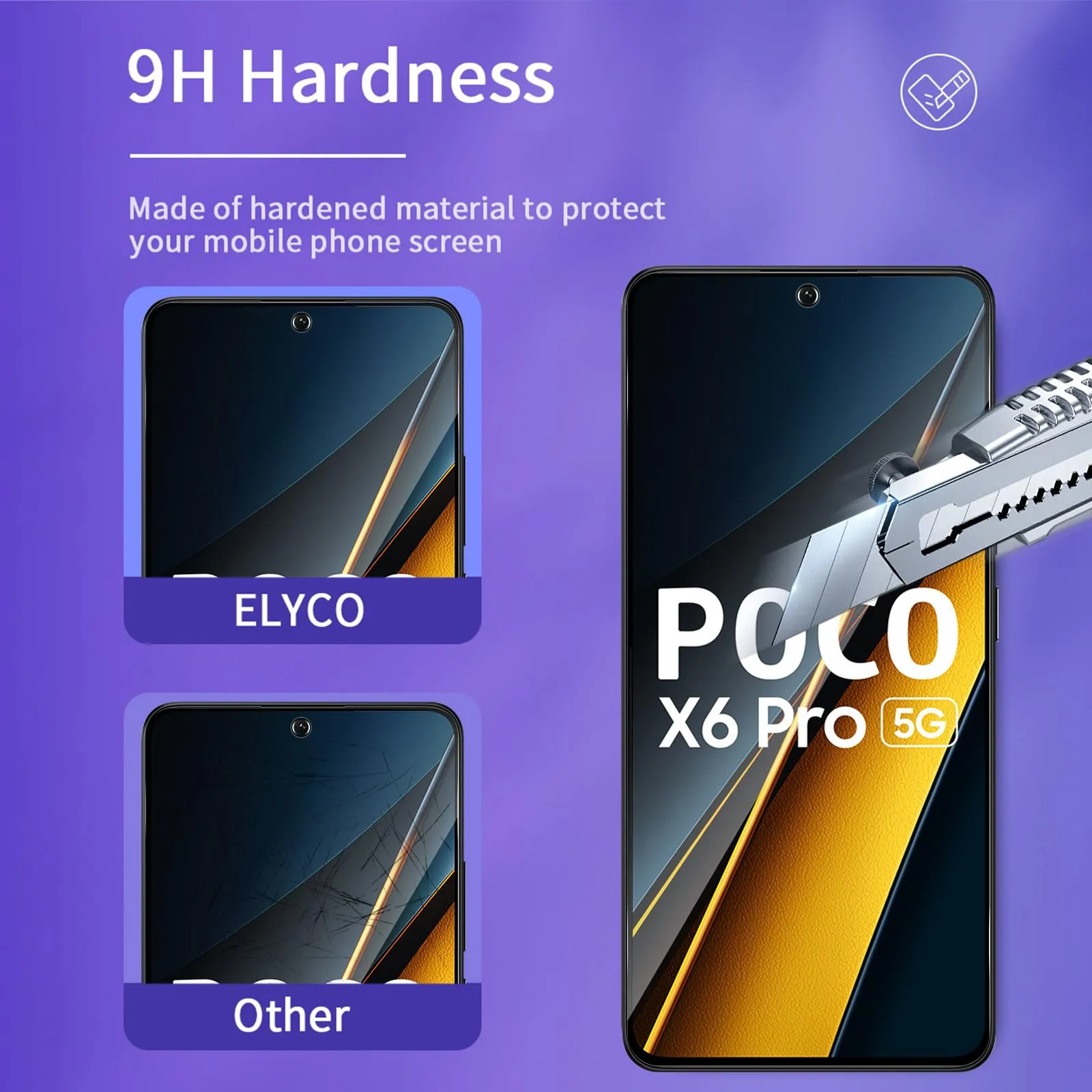 ELYCO Vetro Temperato Privacy per Xiaomi Poco X6 Pro 5G, 2 Pezzi - immagine 5