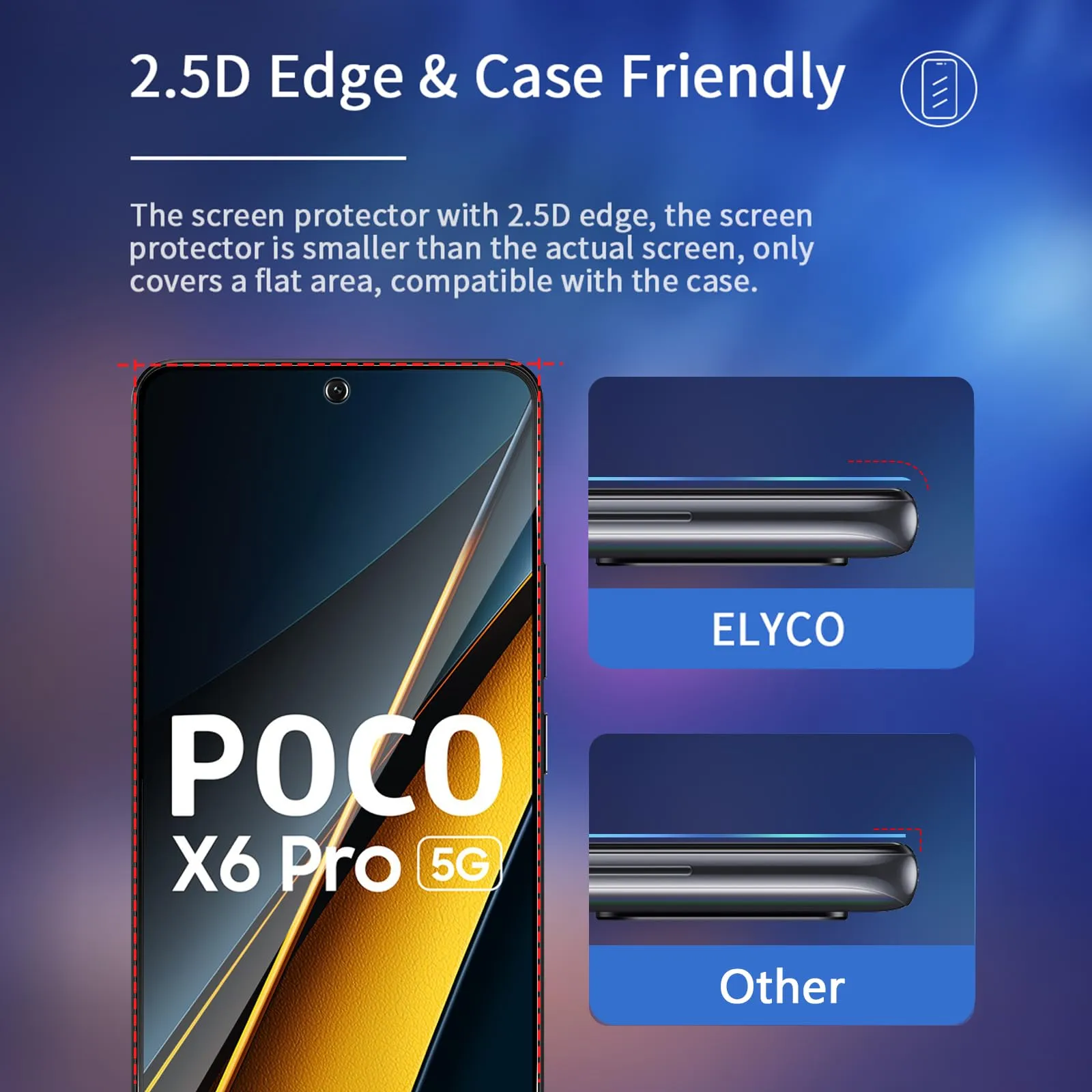 ELYCO Vetro Temperato Privacy per Xiaomi Poco X6 Pro 5G, 2 Pezzi - immagine 7