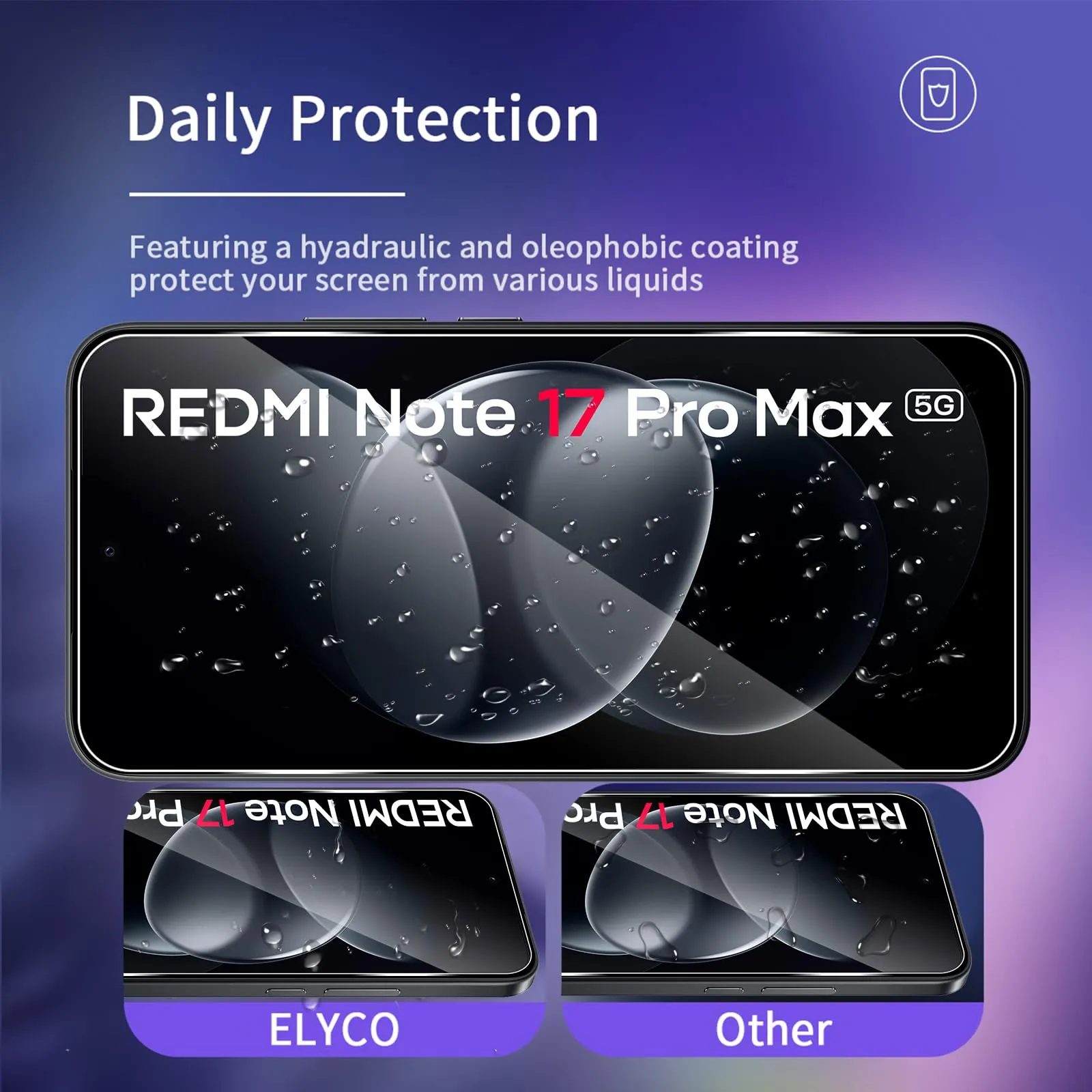 ELYCO Vetro Temperato per Xiaomi Redmi Note 17 Pro Max 5G, 3+3 Pezzi - immagine 2