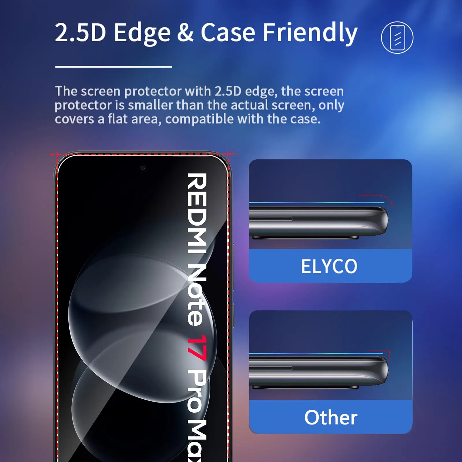ELYCO Vetro Temperato per Xiaomi Redmi Note 17 Pro Max 5G, 3+3 Pezzi - immagine 5